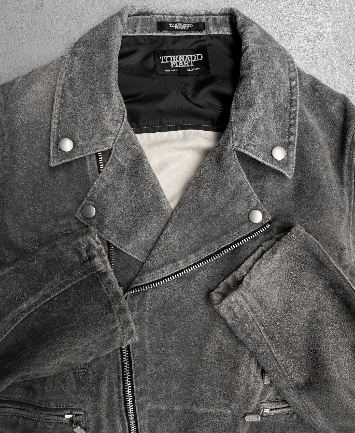 Tornado Mart Early 00s Grey Moleskin Cotton Rider Jacket