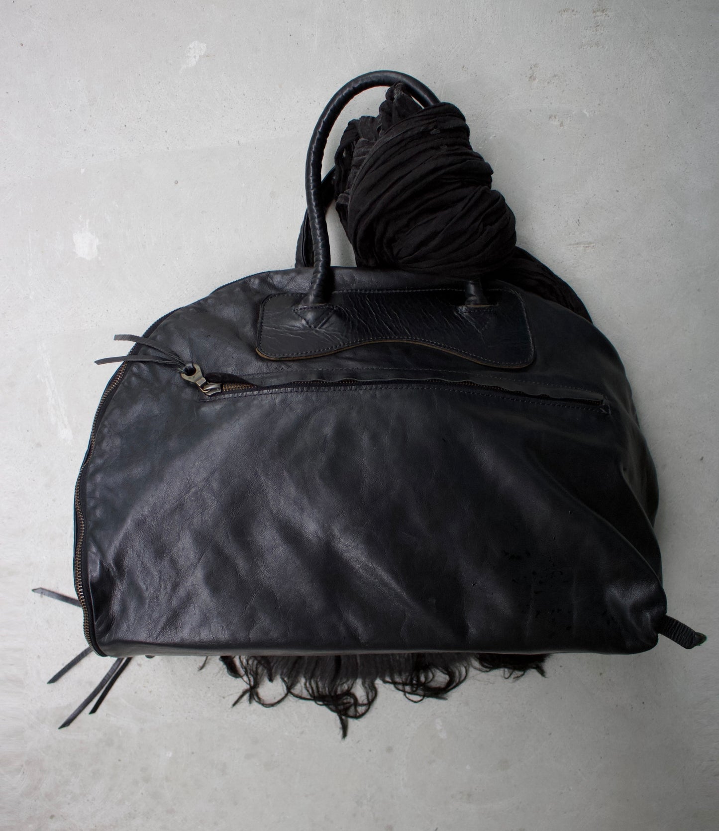 MiharaYasuhiro x Jas M.B SS09 Expandable Double-zip Steerhide Leather Handbag