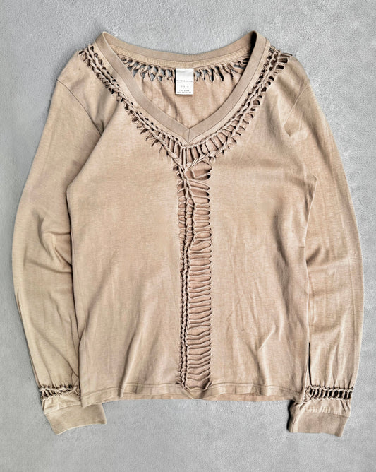 Number (N)ine AW02 “Nowhere Man” Braided Cutout Beige Long-sleeves