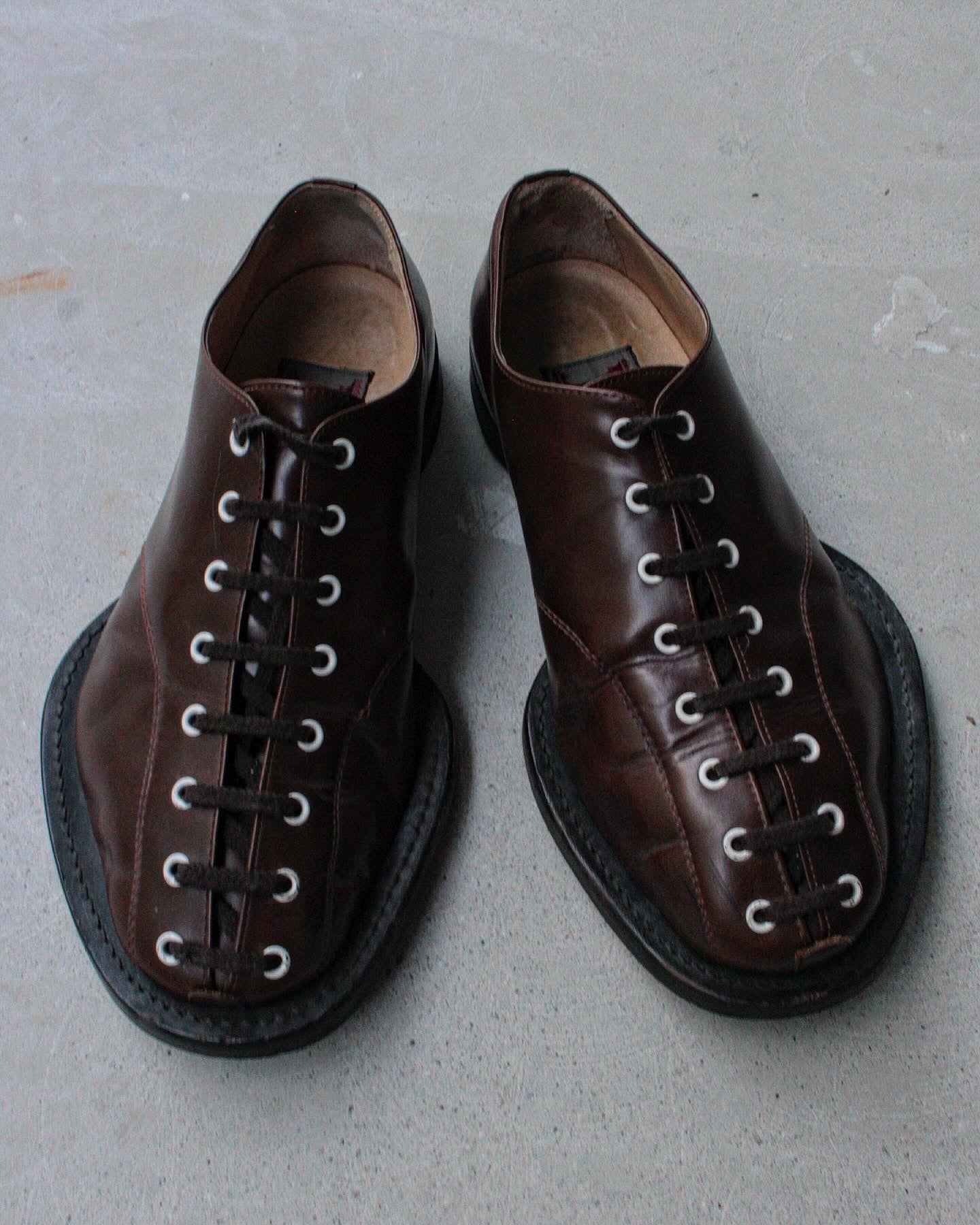 Christopher Nemeth Vintage 90s ‘Linenman’ Round Toe Lace-up Brown Leather Derbies