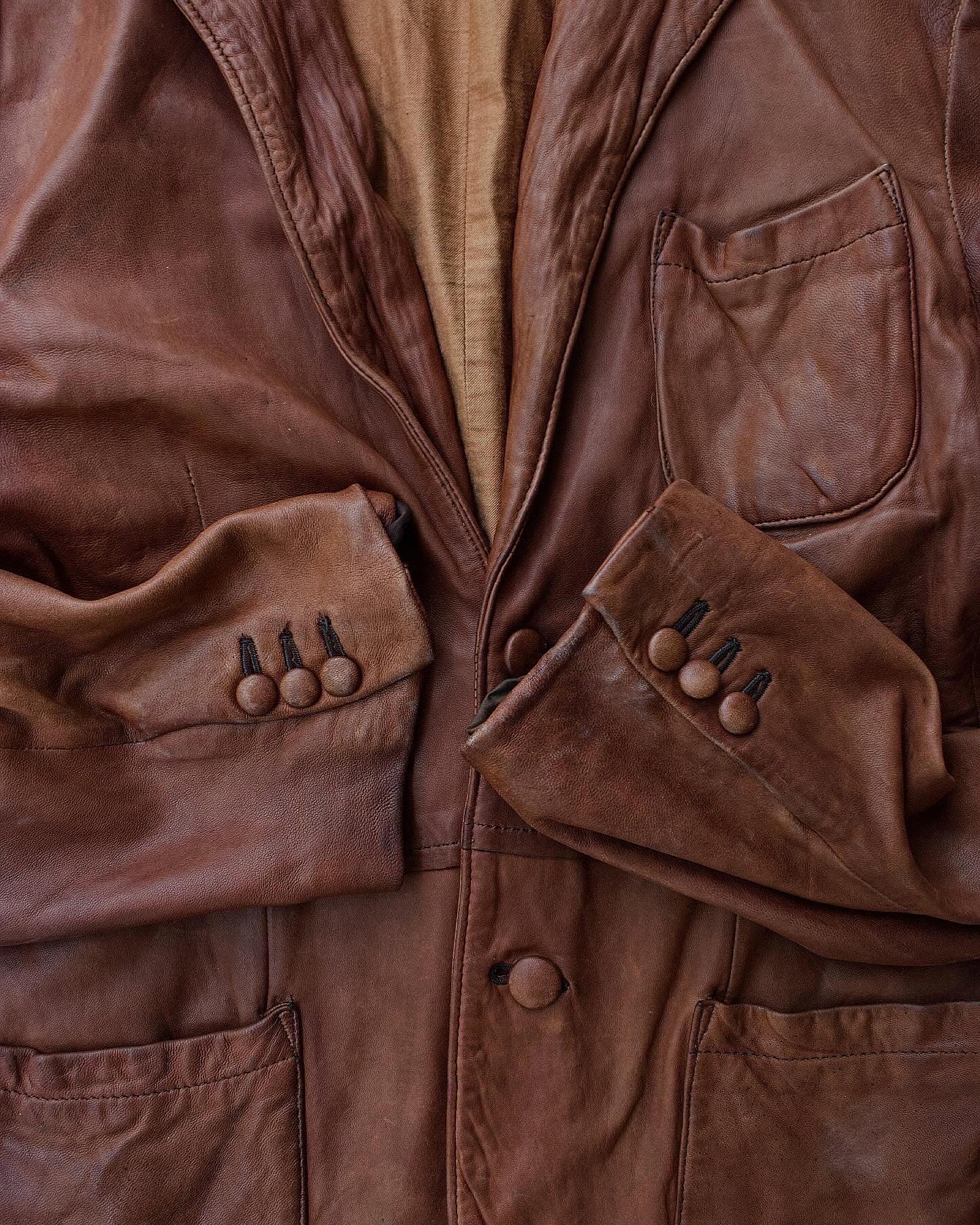 MiharaYasuhiro AW03 Over-dyed Distressed Sheepskin Leather Jacket
