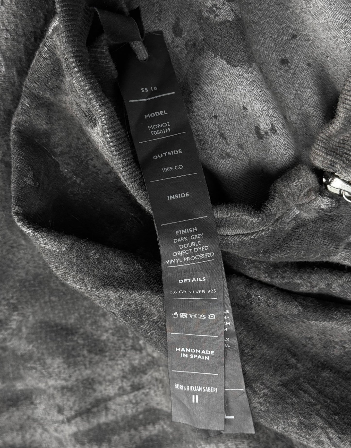 Boris Bidjan Saberi SS16 ‘MONO2-F0501M’ Object-dyed Vinyl Waxed Dark Grey Jumpsuit