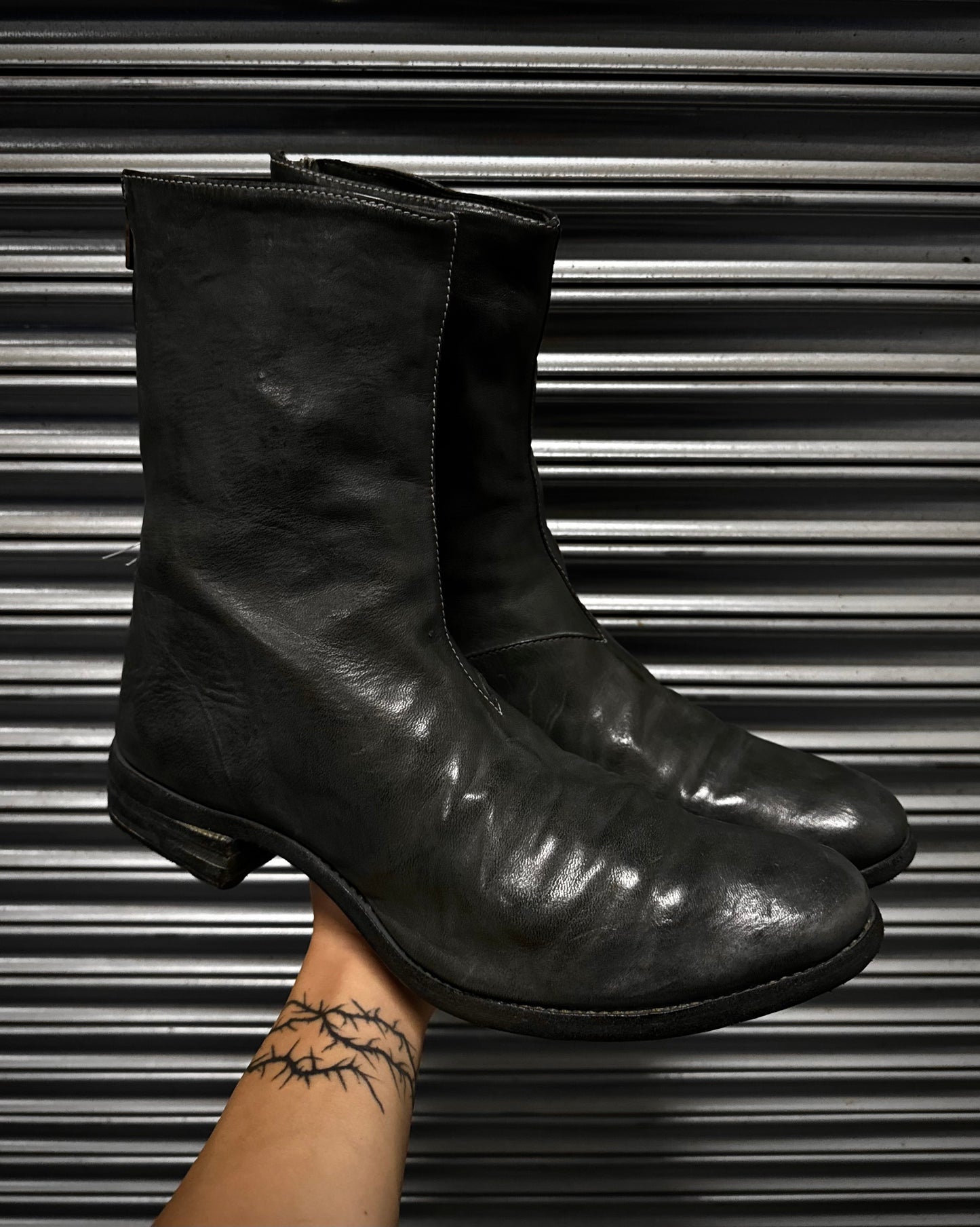 Carol Christian Poell ‘AM/2061L CORS-PTC/19’ Object-dyed Horse Leather Lined Tornado Zip Boots