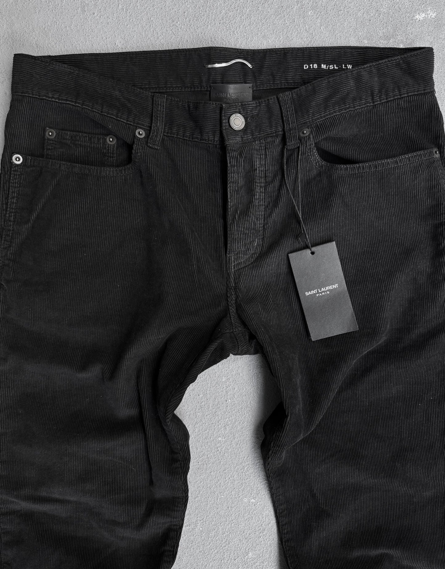 Saint Laurent Paris SS22 Black Corduroy “D18” Slim Bootcut Pants