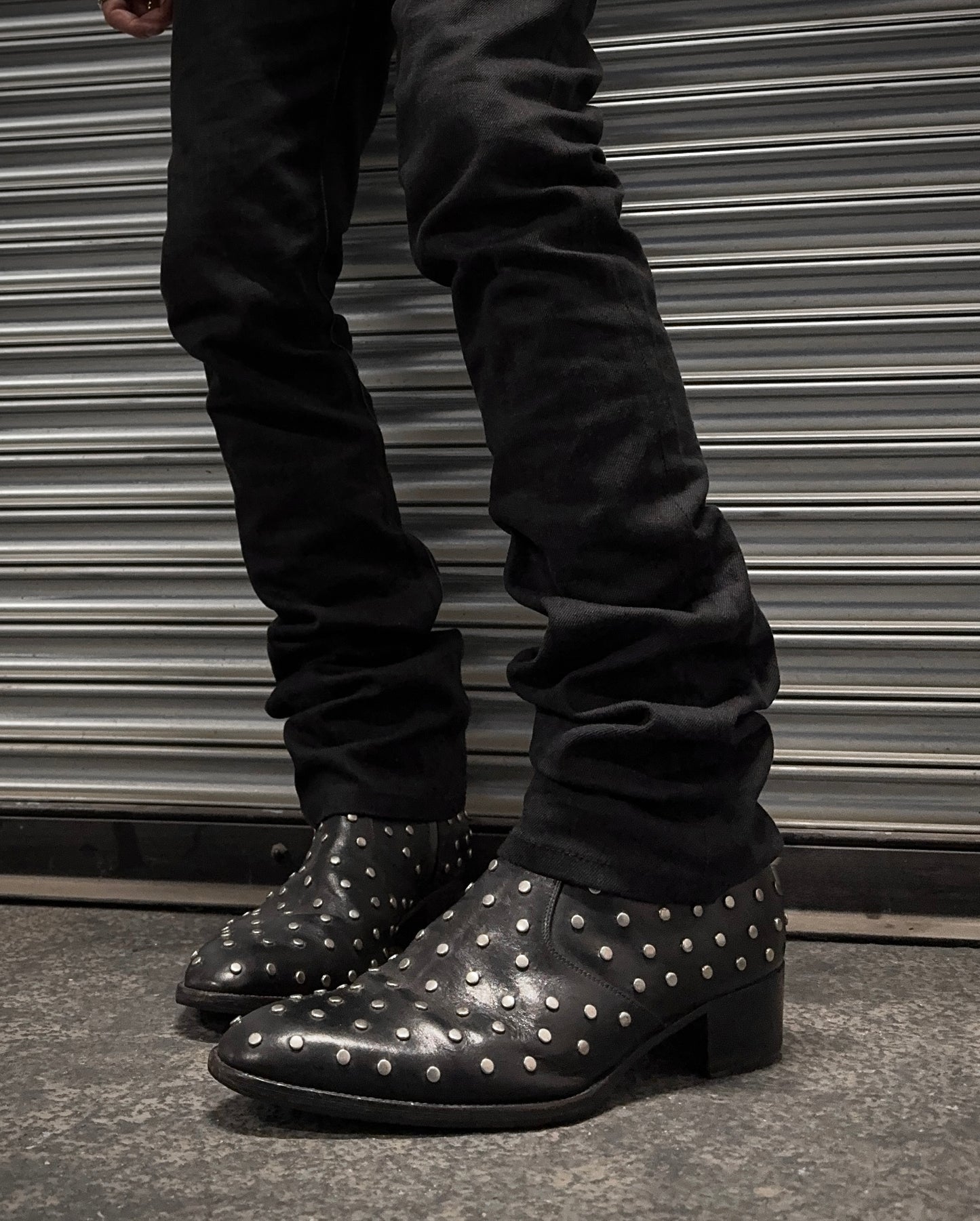 Saint Laurent Paris AW14 Studded Calfskin Leather Wyatt Chelsea Boots