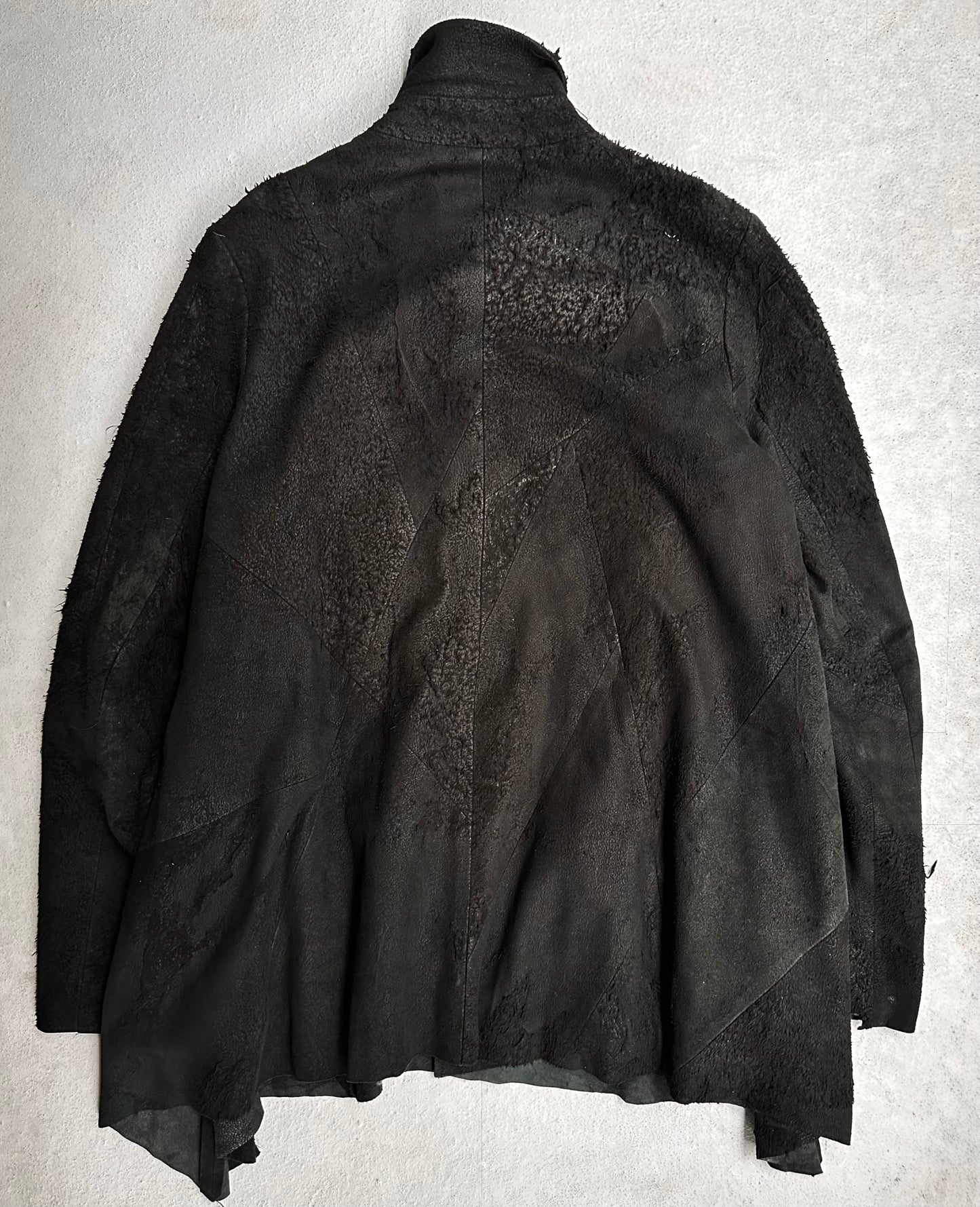 Number (N)ine AW07 “Love, God, Murder” Distressed Sheepskin Leather Patchwork Jacket