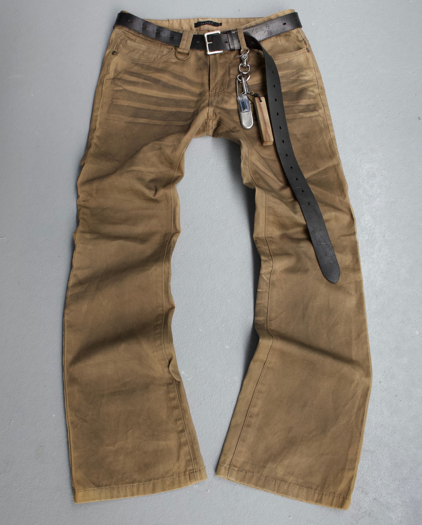 roshell 00s Oil-stained Bootcut Flare Chino Pants