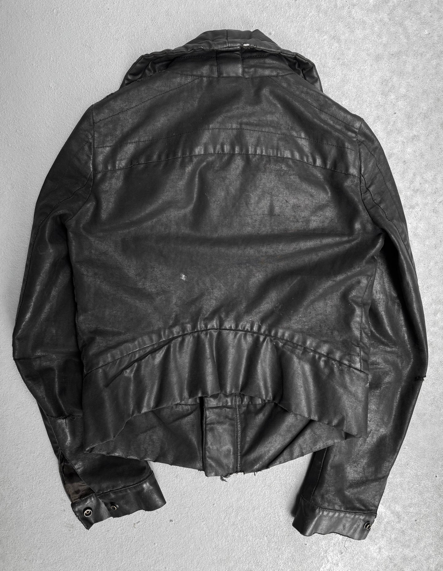 Rick Owens AW03 “PILL” Waxed Funnel Neck Rider Jacket