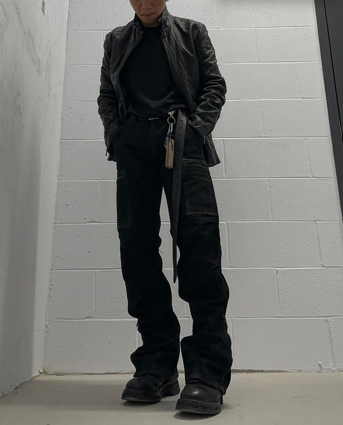 Isamu Katayama “BACKLASH” AW10 Waxed Flare Biker Cargo Pants