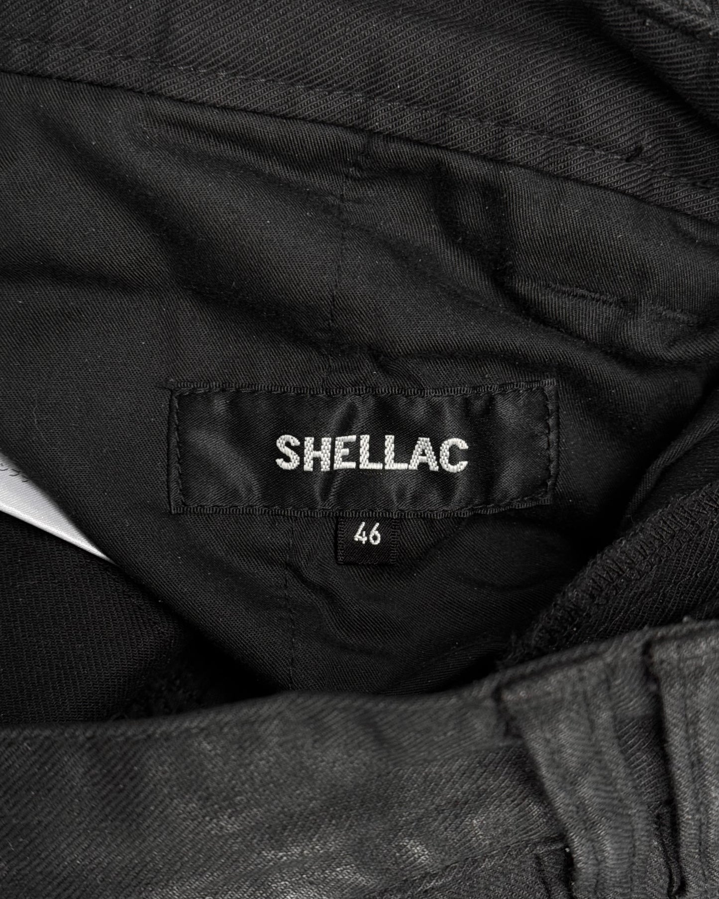 SHELLAC Early 00s Waxed Black Skinny Bootcut Biker Denim