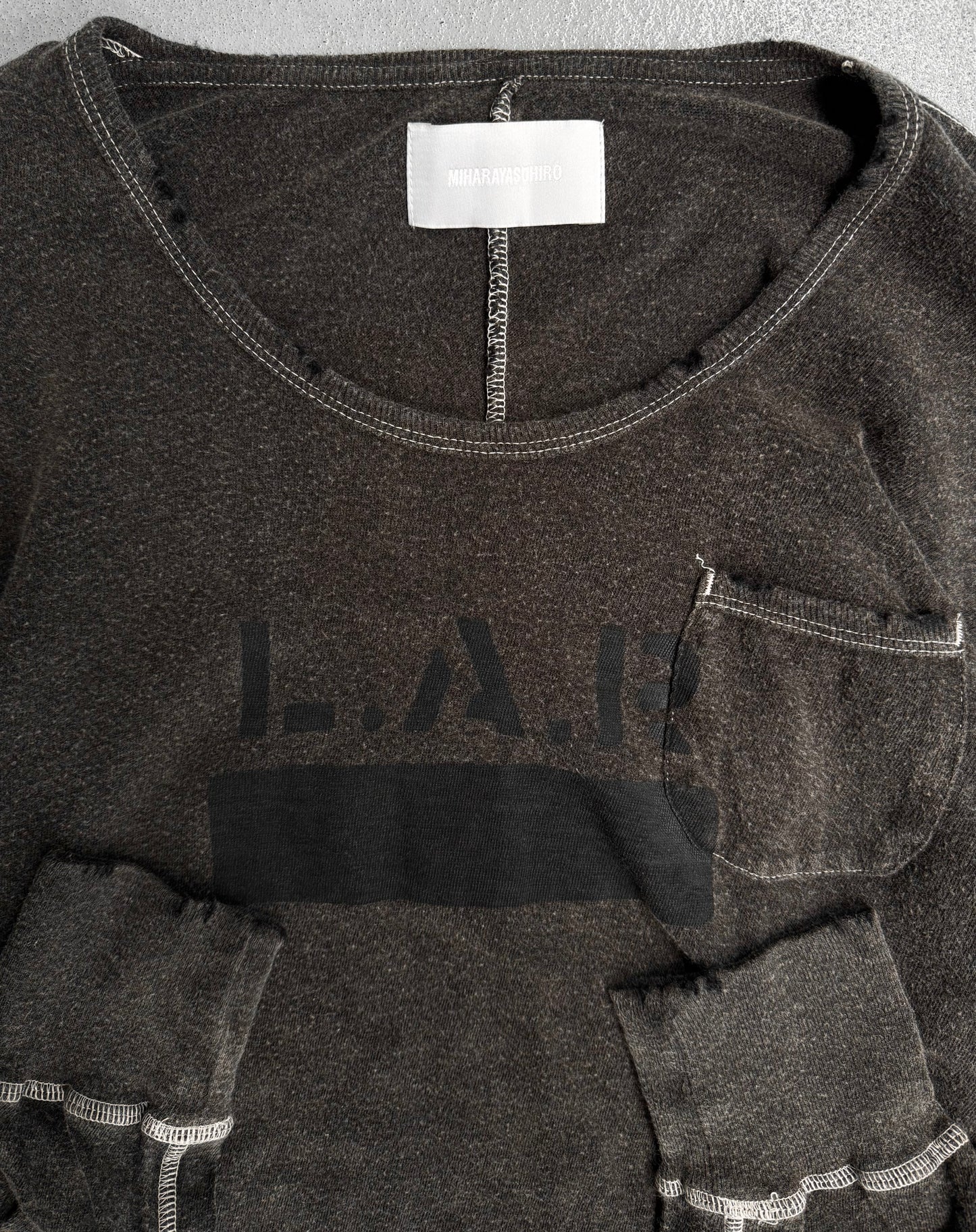 MiharaYasuhiro AW10 ‘L.A.R’ Graphic Washed Grey Long-sleeves