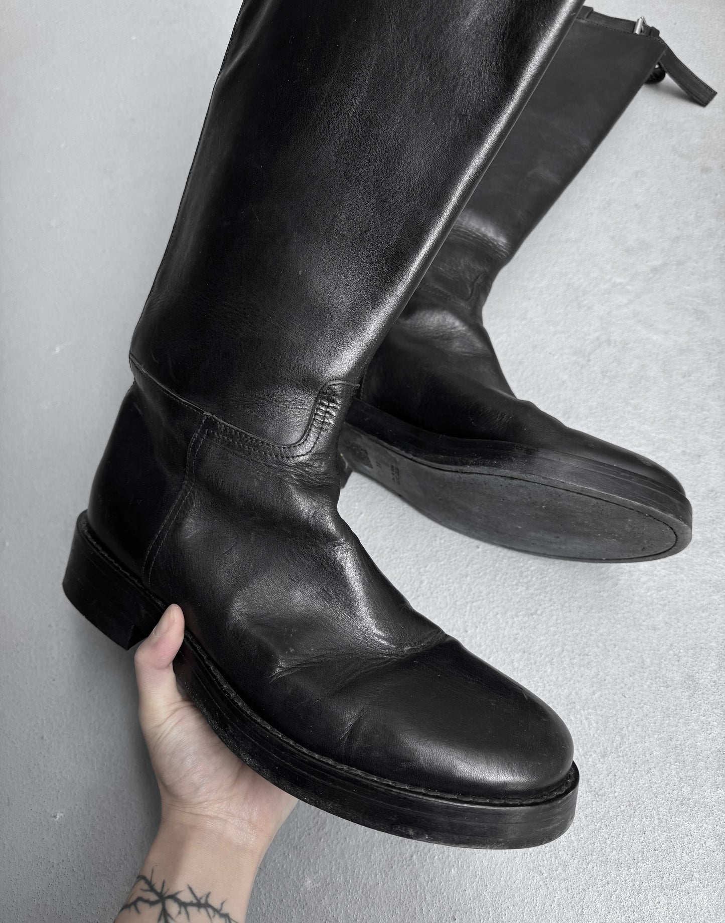 Ann Demeulemeester AW04 Knee-high ‘Tucson Nero’ Horse Riding Leather Boots