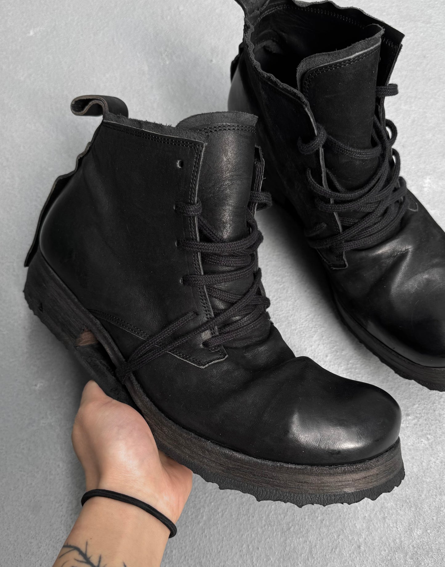 Boris Bidjan Saberi AW22 Vegetable-tanned Horse Leather ‘BOOT4’ Ankle Hiking Boots