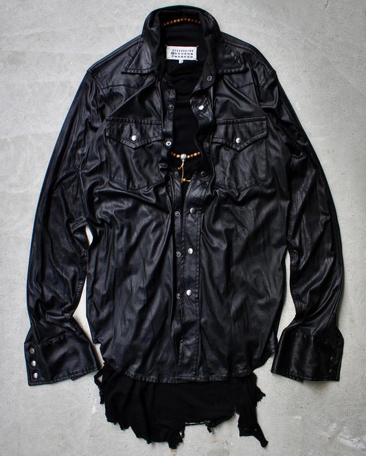 Maison Martin Margiela SS12 Waxed Effect Western Button-Up Shirt