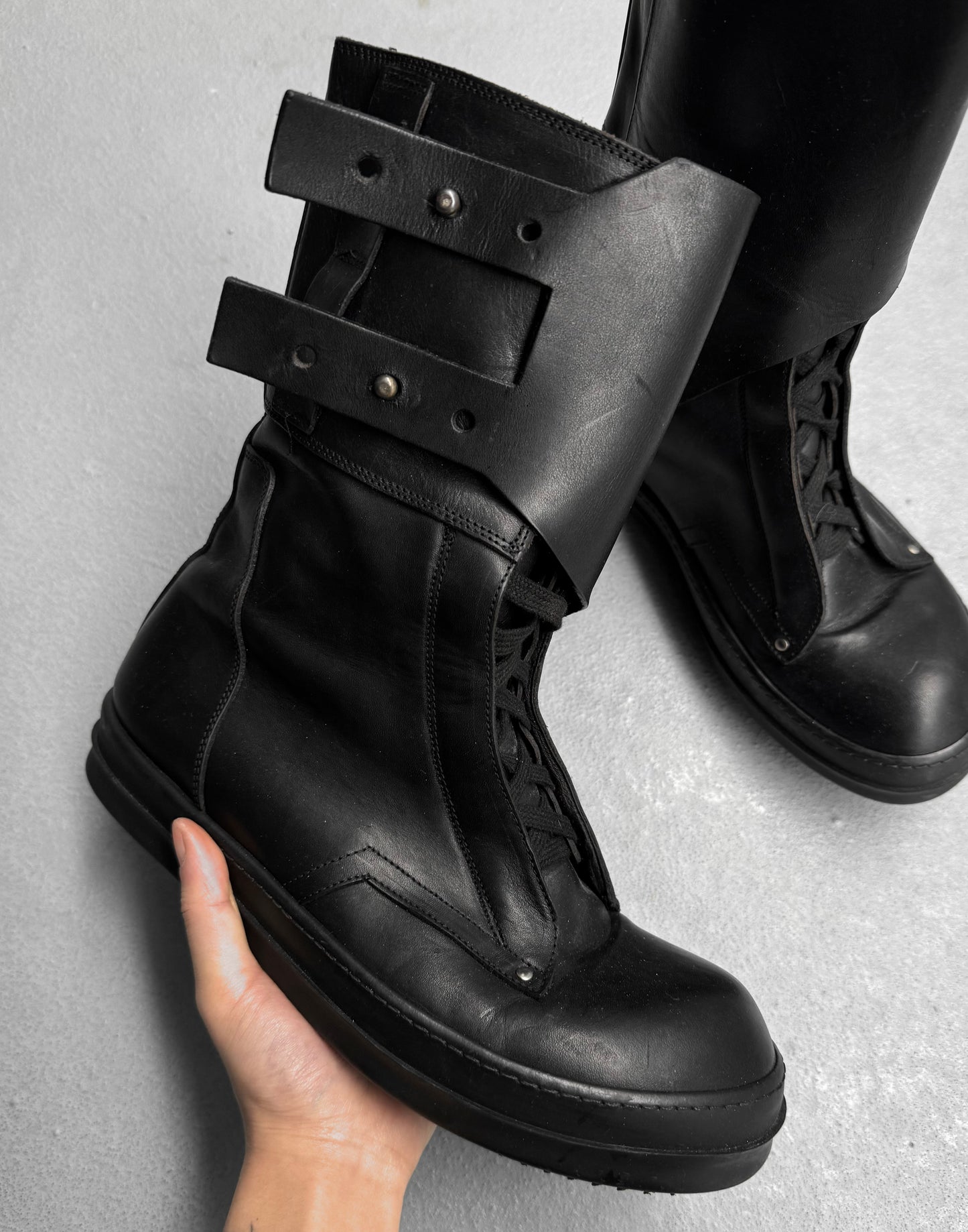 Rick Owens AW12 “MOUNTAIN” Army Leather Lace-up Boots