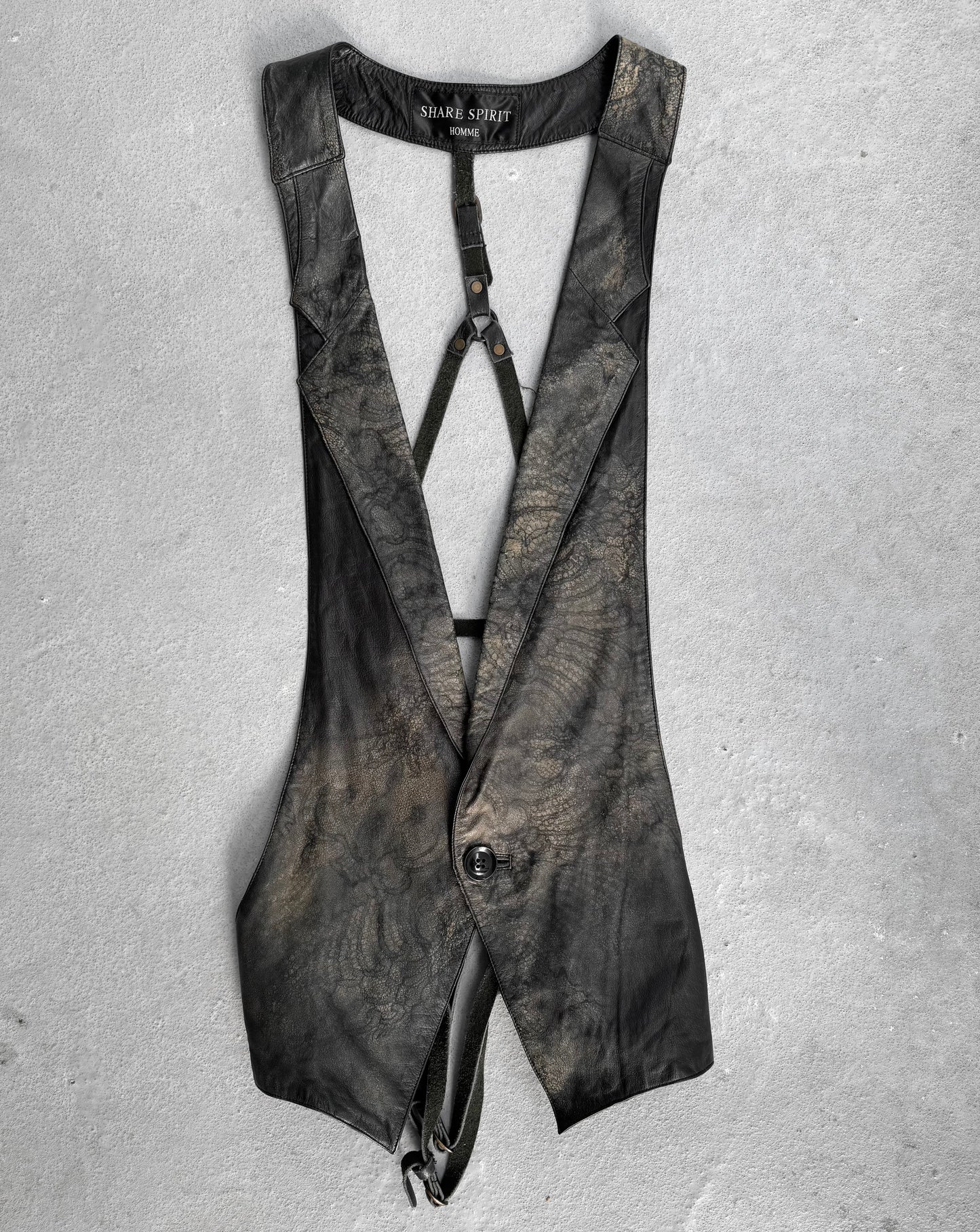 SHARE SPIRIT HOMME Early 00s Lambskin Leather Bondage Vest