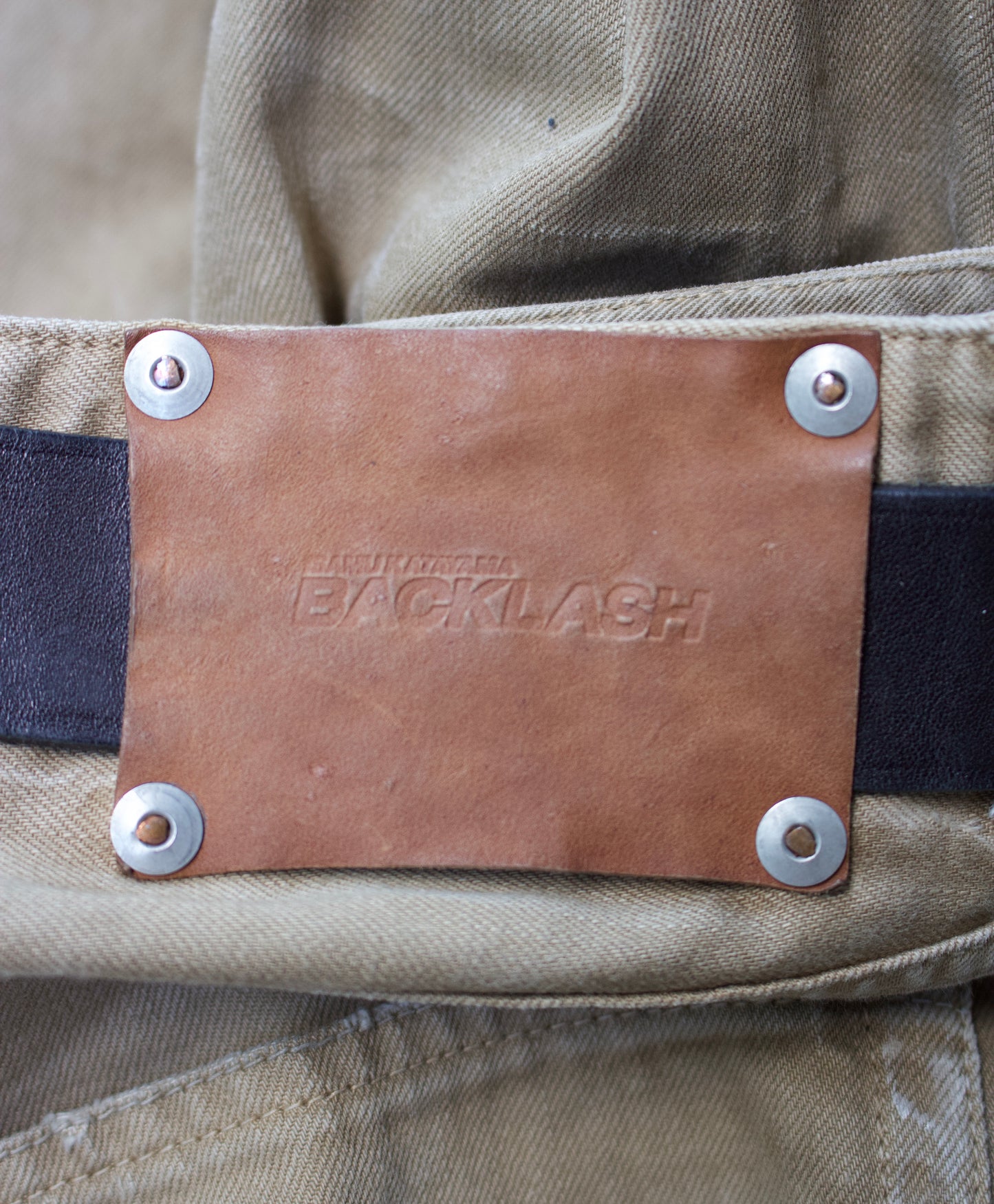 Isamu Katayama “BACKLASH” AW12 Cow Leather Patch Bootcut Denim