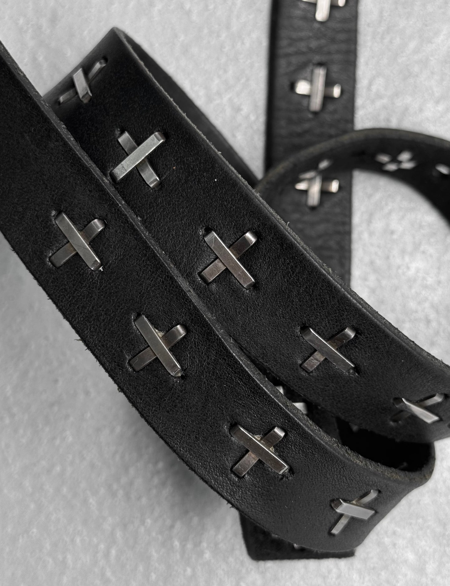 m.a+ by Maurizio Amadei ‘EQ2C-SPO 3.0’ Calfskin Leather Silver Cross Belt