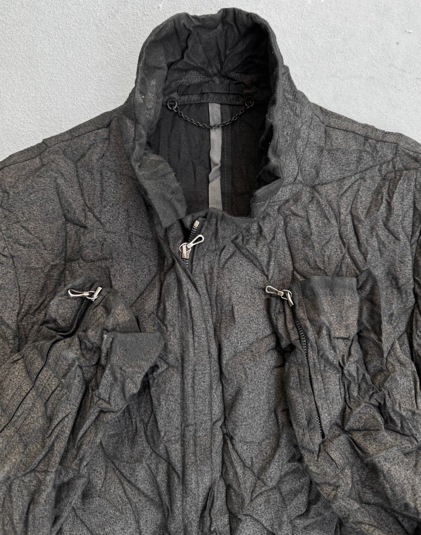 ATTACHMENT by Kazuyuki Kumagai Wrinkled Silk-blend Zip-up Jacket