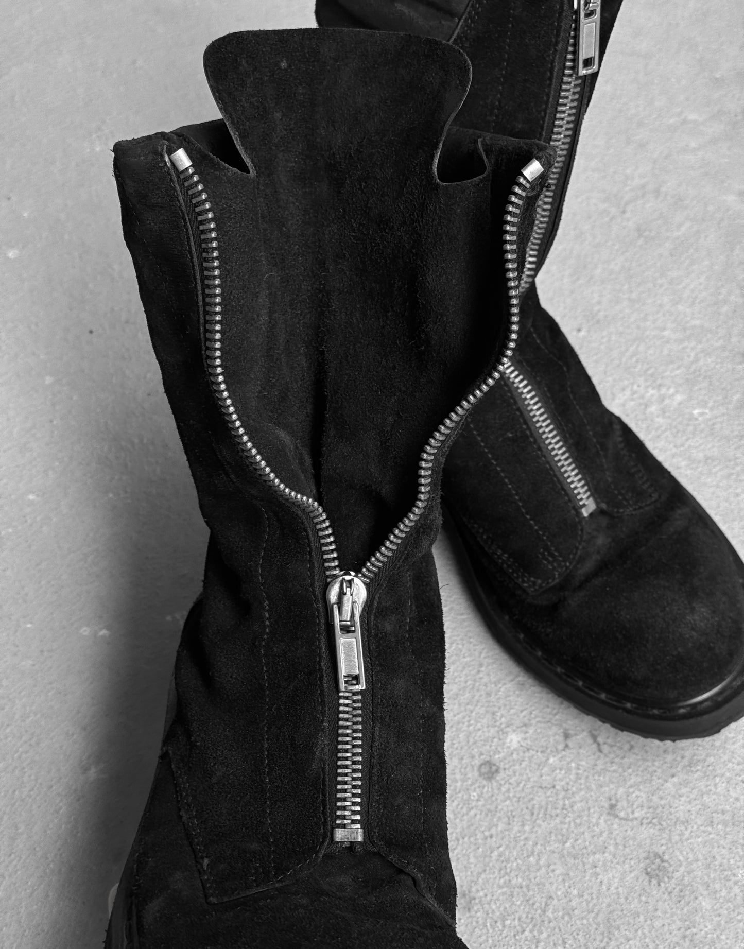 Rick Owens AW11 “LIMO” Suede Leather Mohawk Basket Creeper Boots