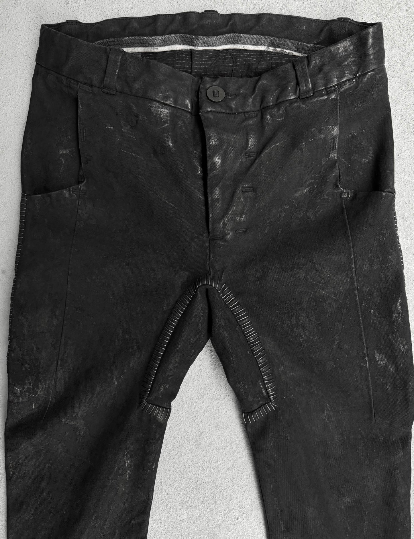 Boris Bidjan Saberi AW20 ‘P14-F1939’ Hand-stitched Black Vinyl Waxed Skinny Denim