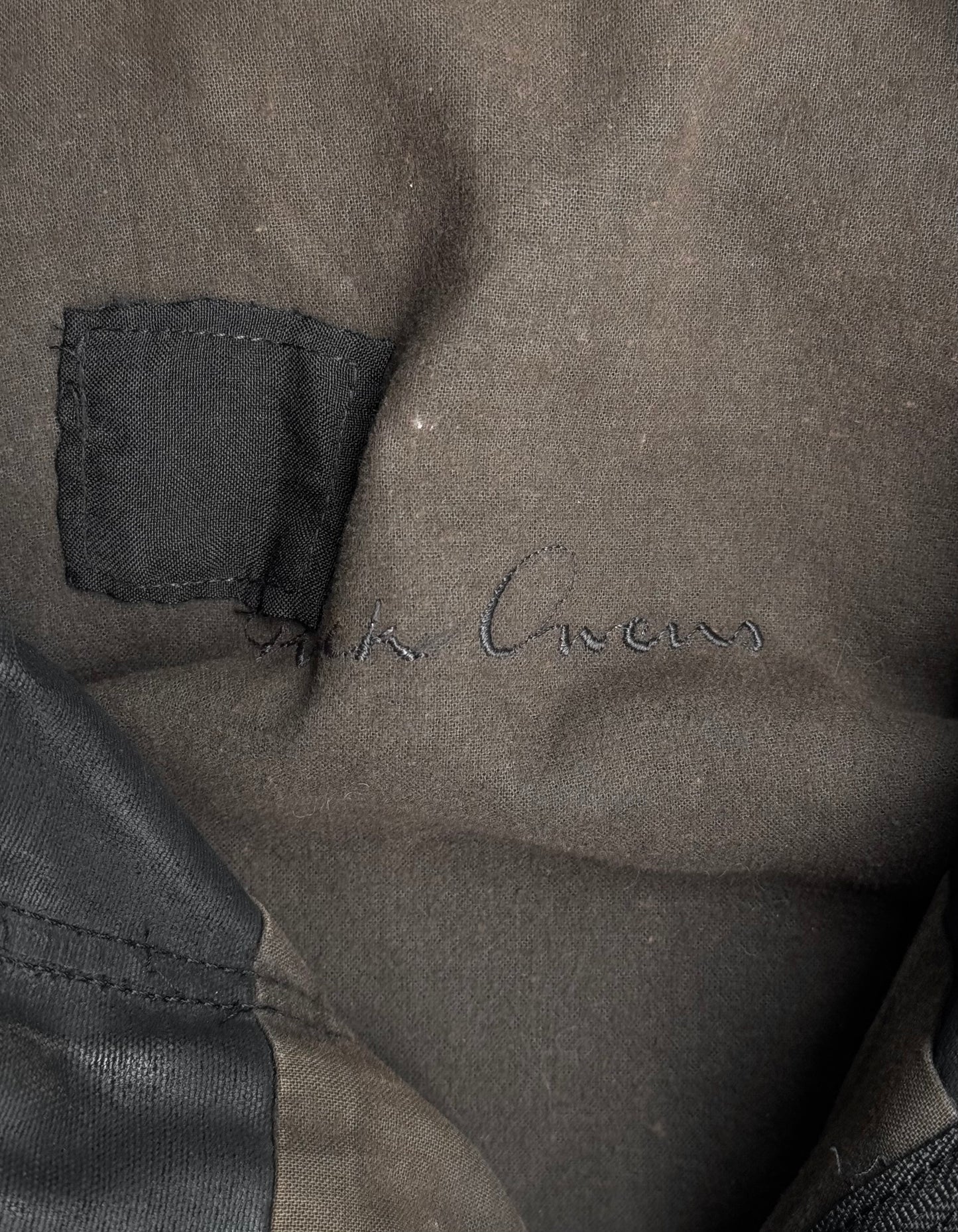 Rick Owens AW03 “PILL” Waxed Funnel Neck Rider Jacket