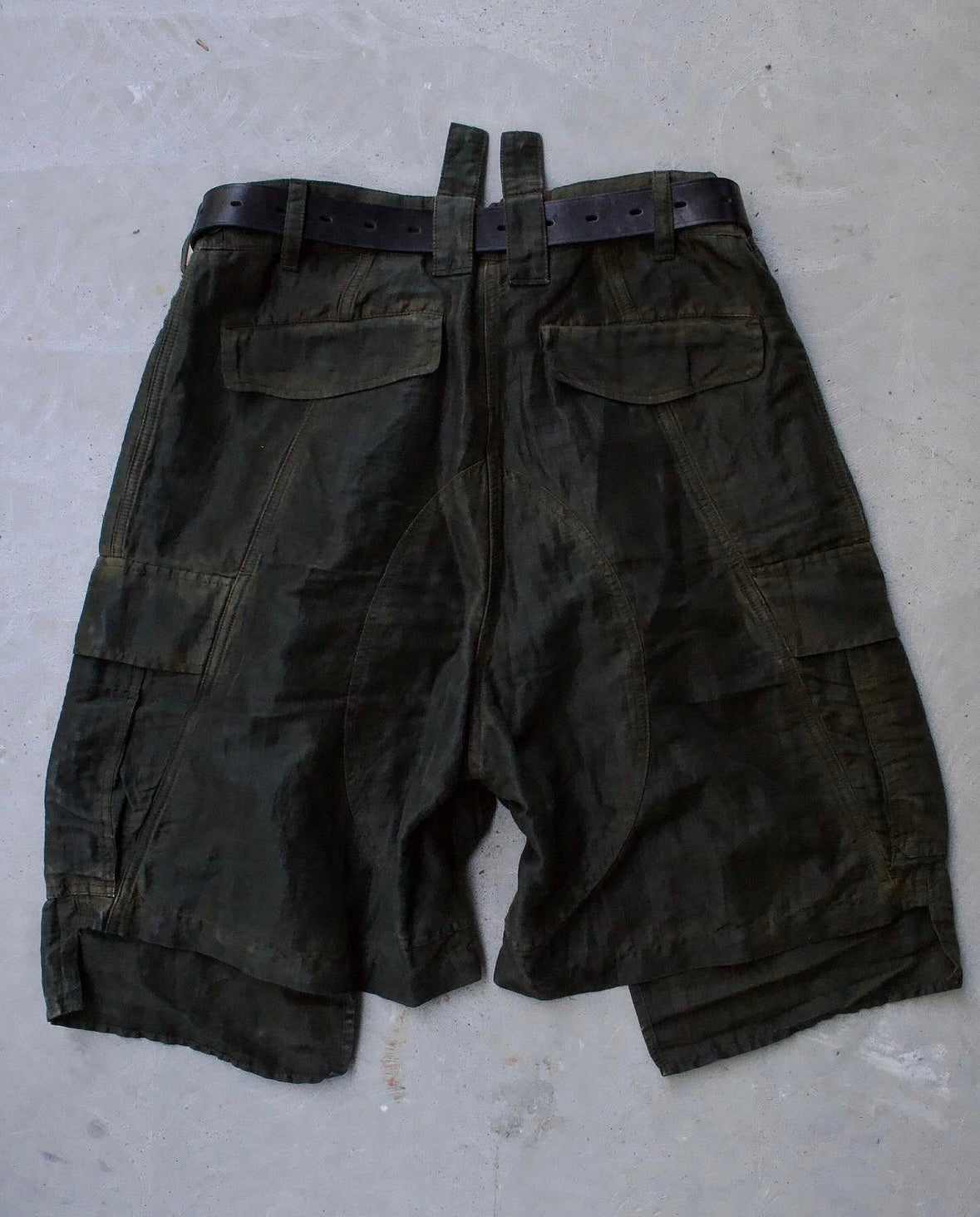 MiharaYasuhiro SS10 Runway Linen Hybrid Wrap Cargo Shorts