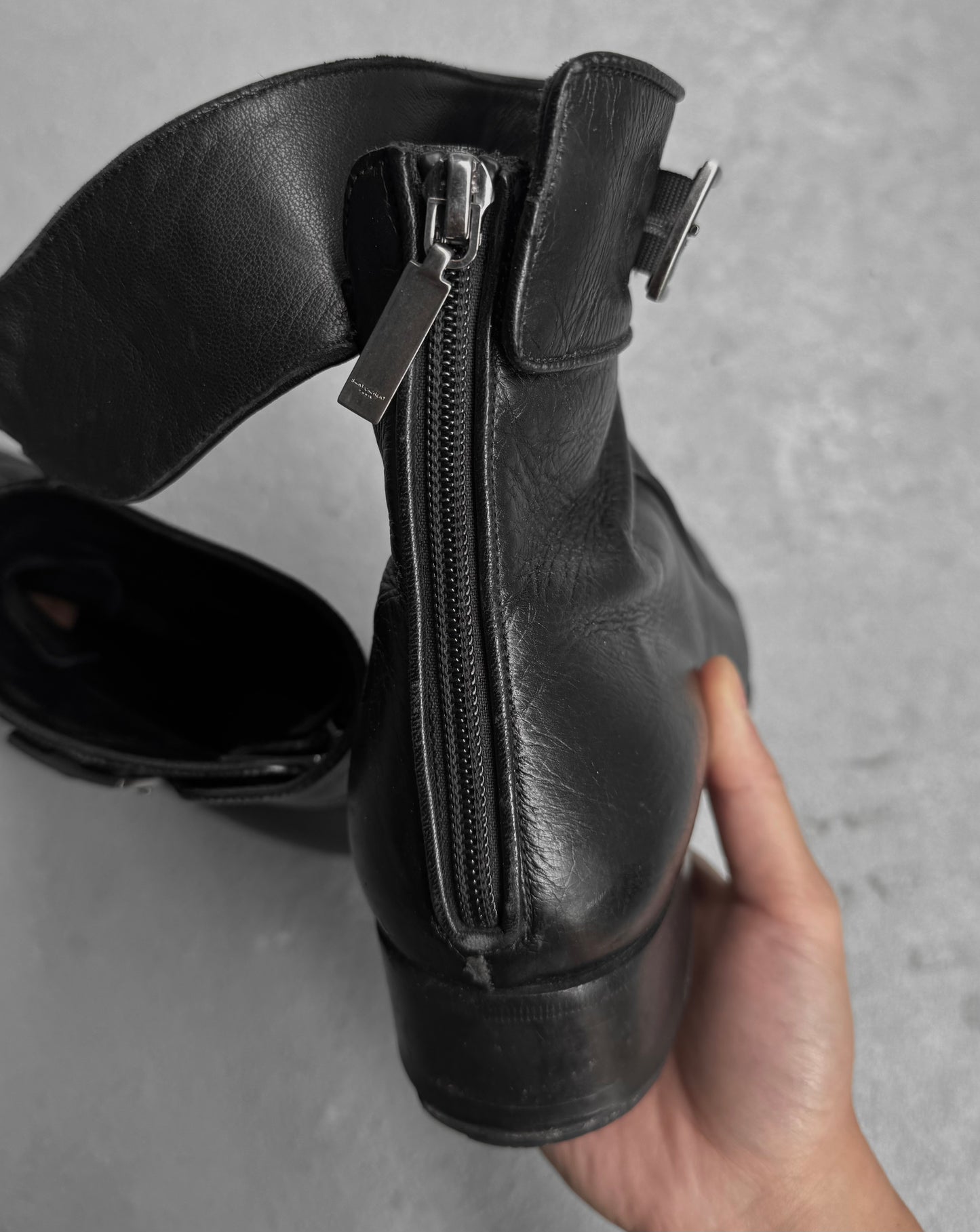 Saint Laurent Paris SS19 Age Leather ‘Miles 30’ Buckle Boots