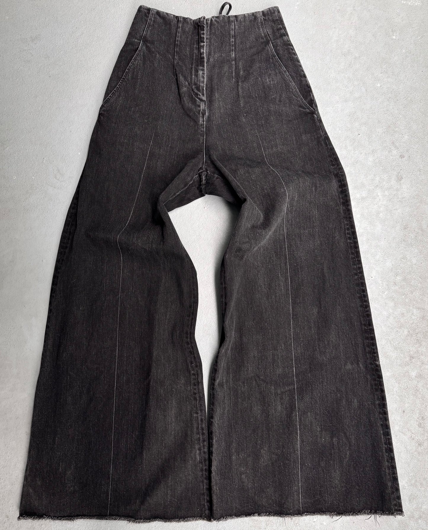 MiharaYasuhiro AW12 Washed Black ‘Bondage’ Lace-Up Wide Leg Denim