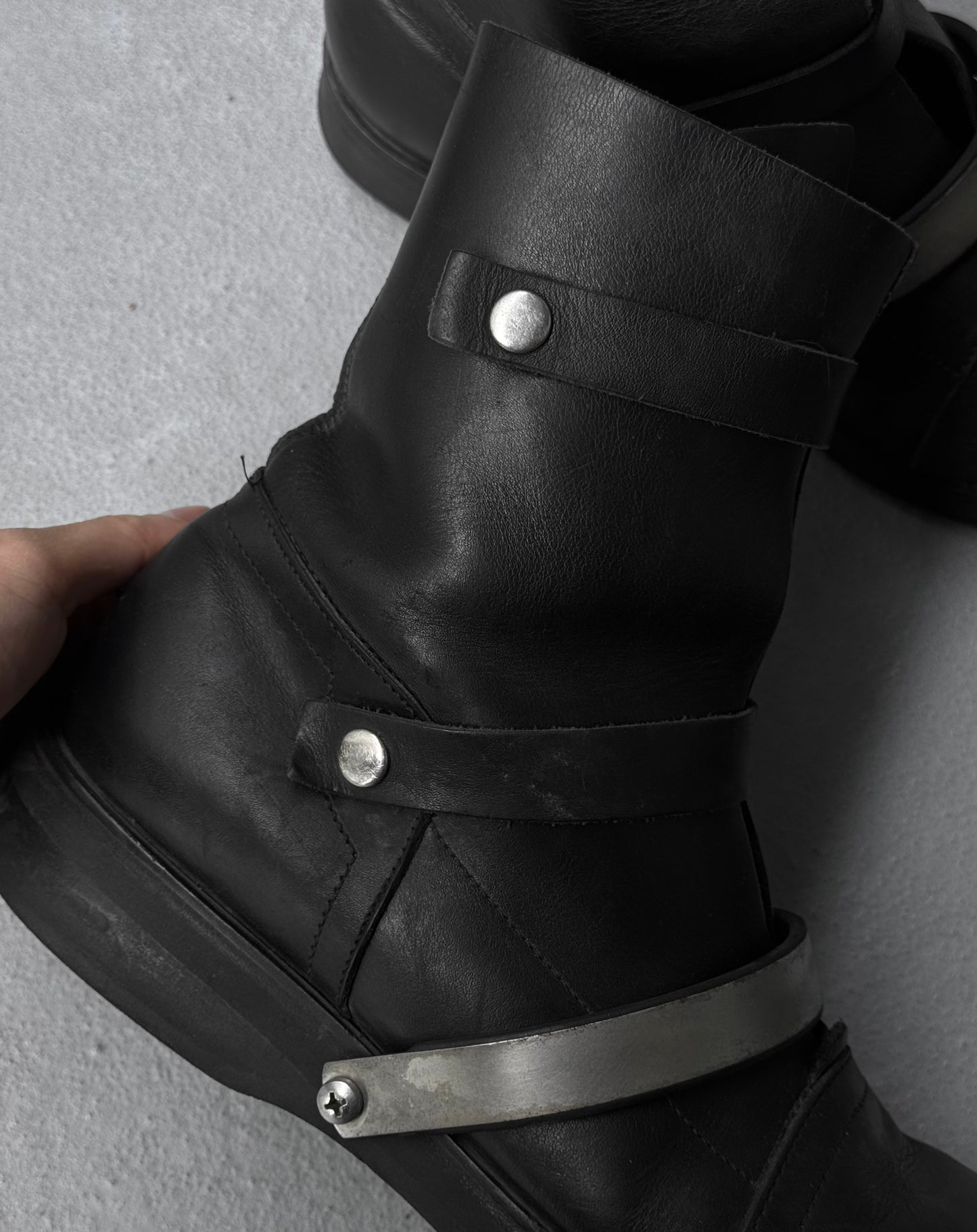 Dirk Bikkembergs SS96 Metal Straps Military Leather Boots