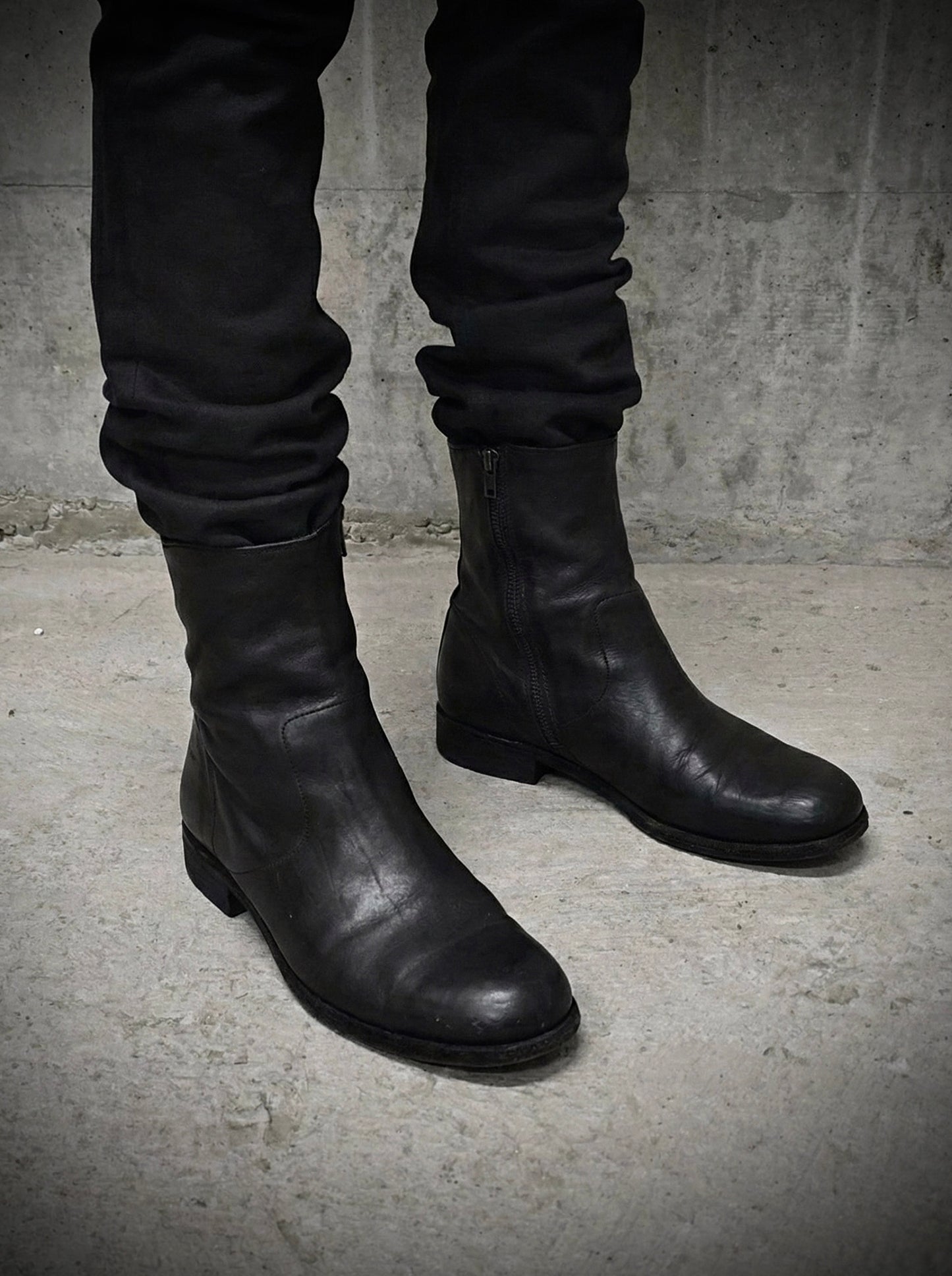 Isamu Katayama "BACKLASH" Side Zip Deerskin Leather boots detail | DRIEW GARMENTS
