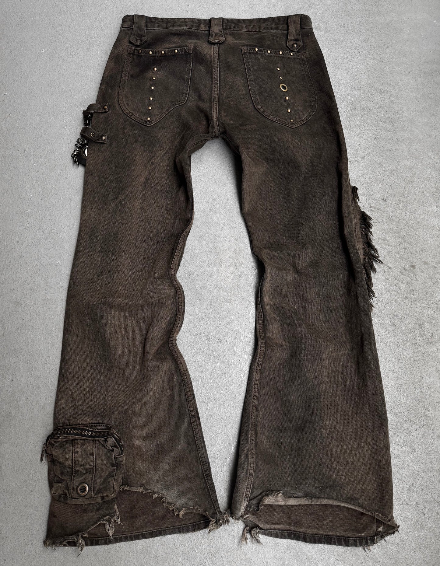 VERONICA Early 00s Mud-washed ‘Crazy Racer’ Flare Denim