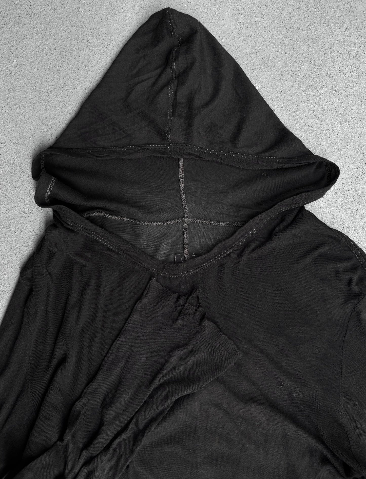 Rick Owens AW22 “STROBE” Dyed Sheer Cotton Hooded Long-sleeves
