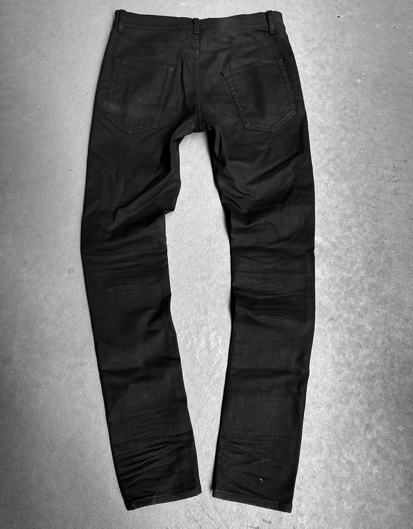 Saint Laurent Paris SS22 Black Waxed ‘D02’ Skinny Denim