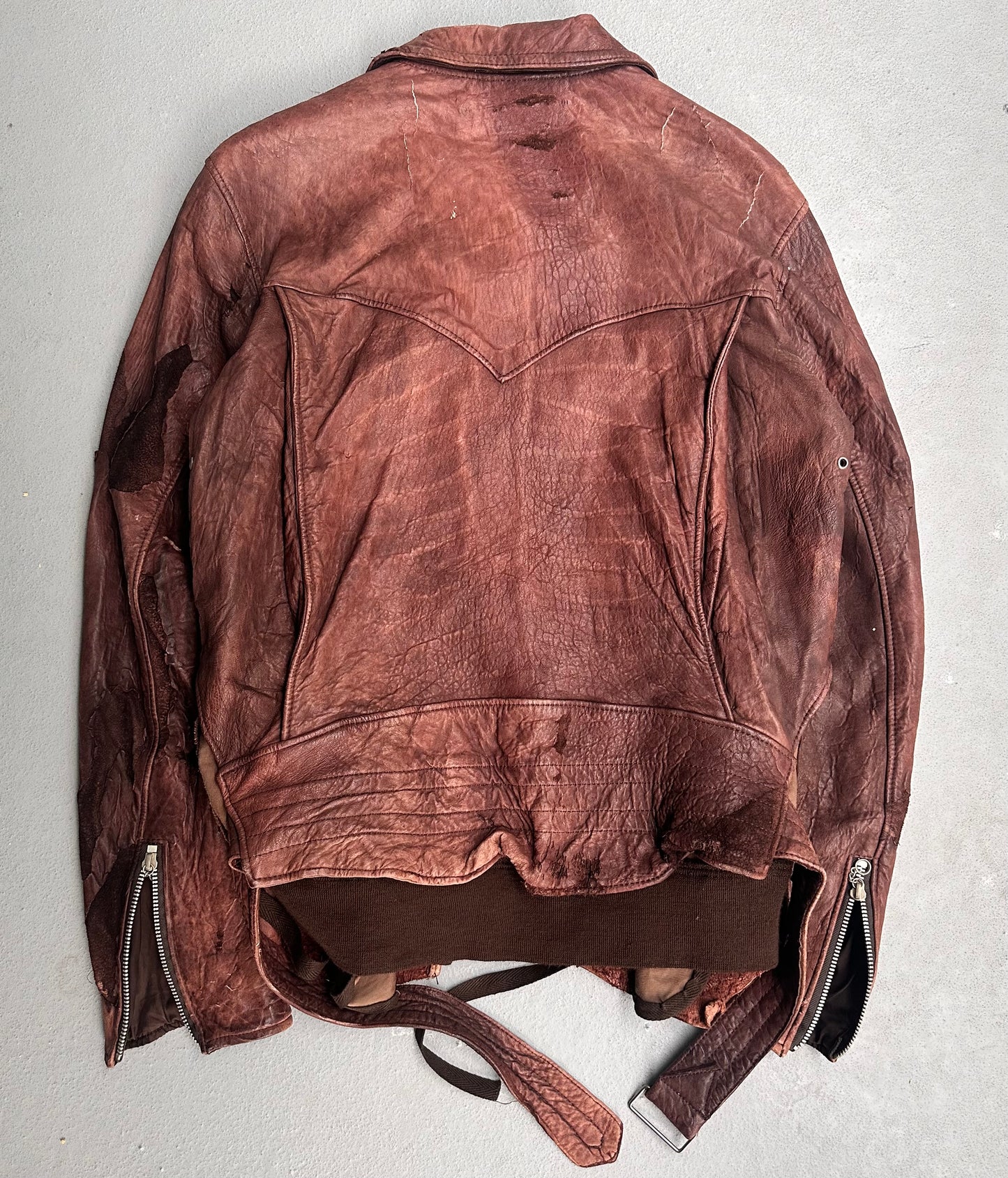 MiharaYasuhiro AW03 Distressed Multi-zip Lambskin Leather Jacket