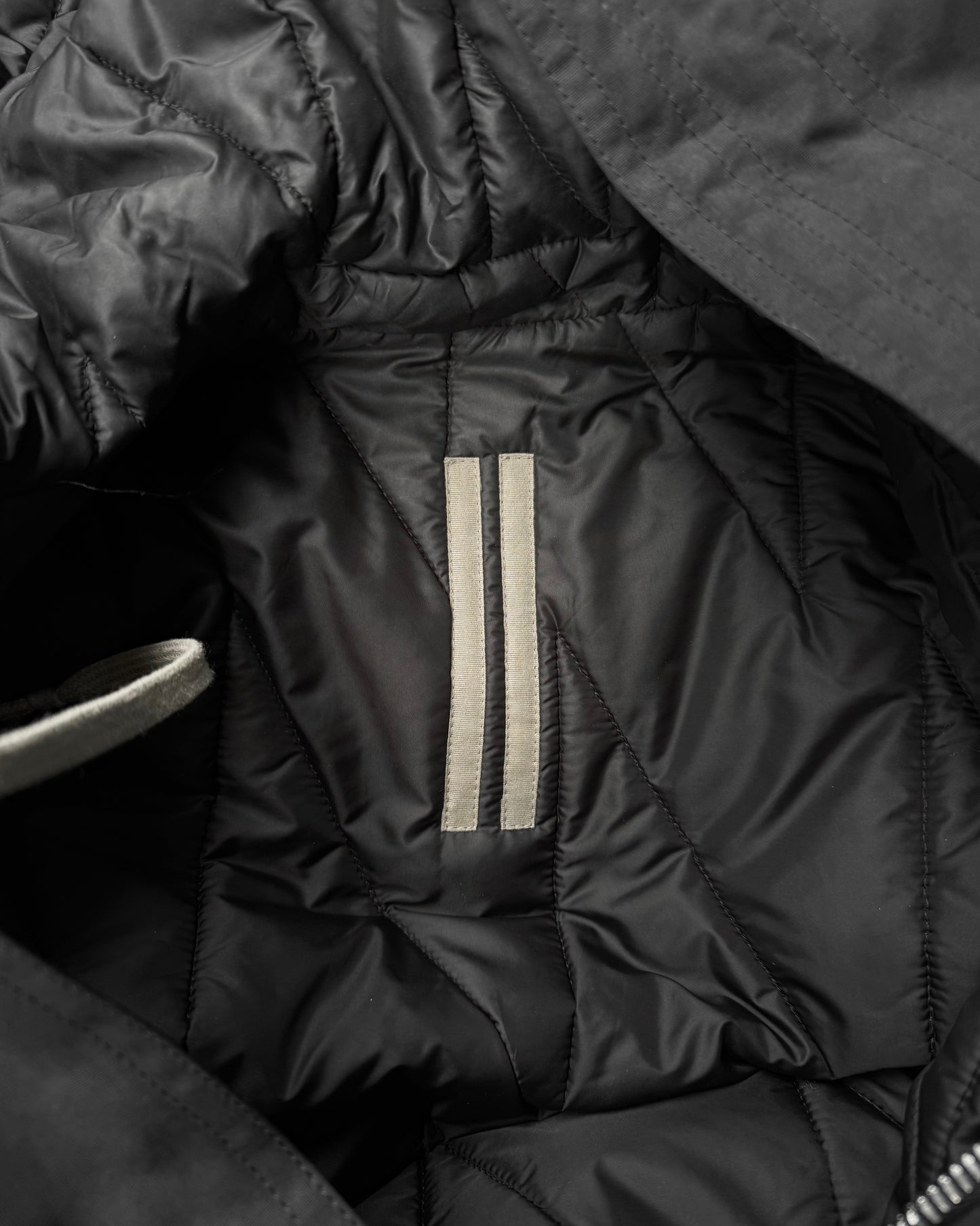 Rick Owens DRKSHDW AW19 “LARRY” Padded Drawstring Fishtail Parkas