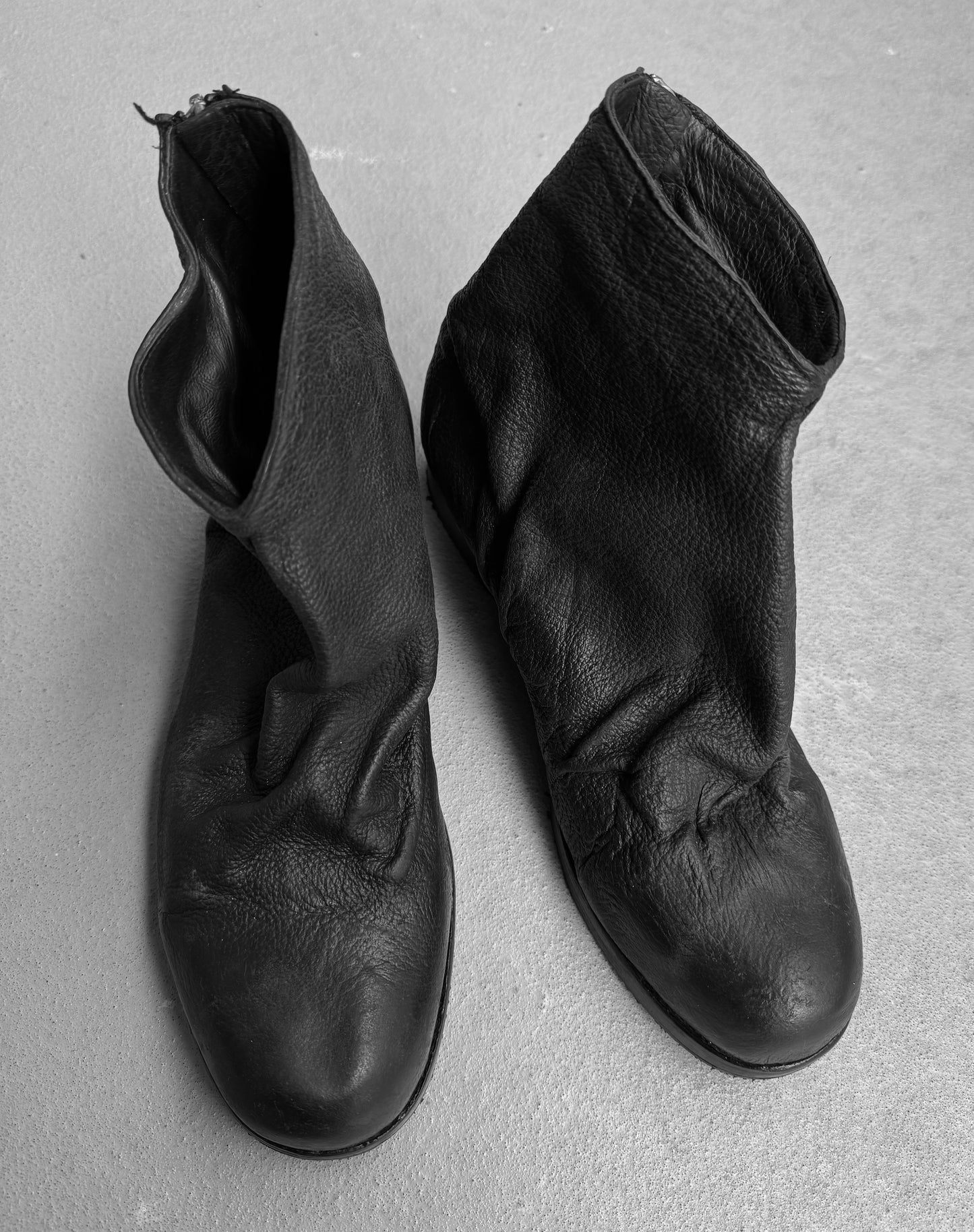 OBSCUR Wrinkle Horse Leather Back-zip Boots