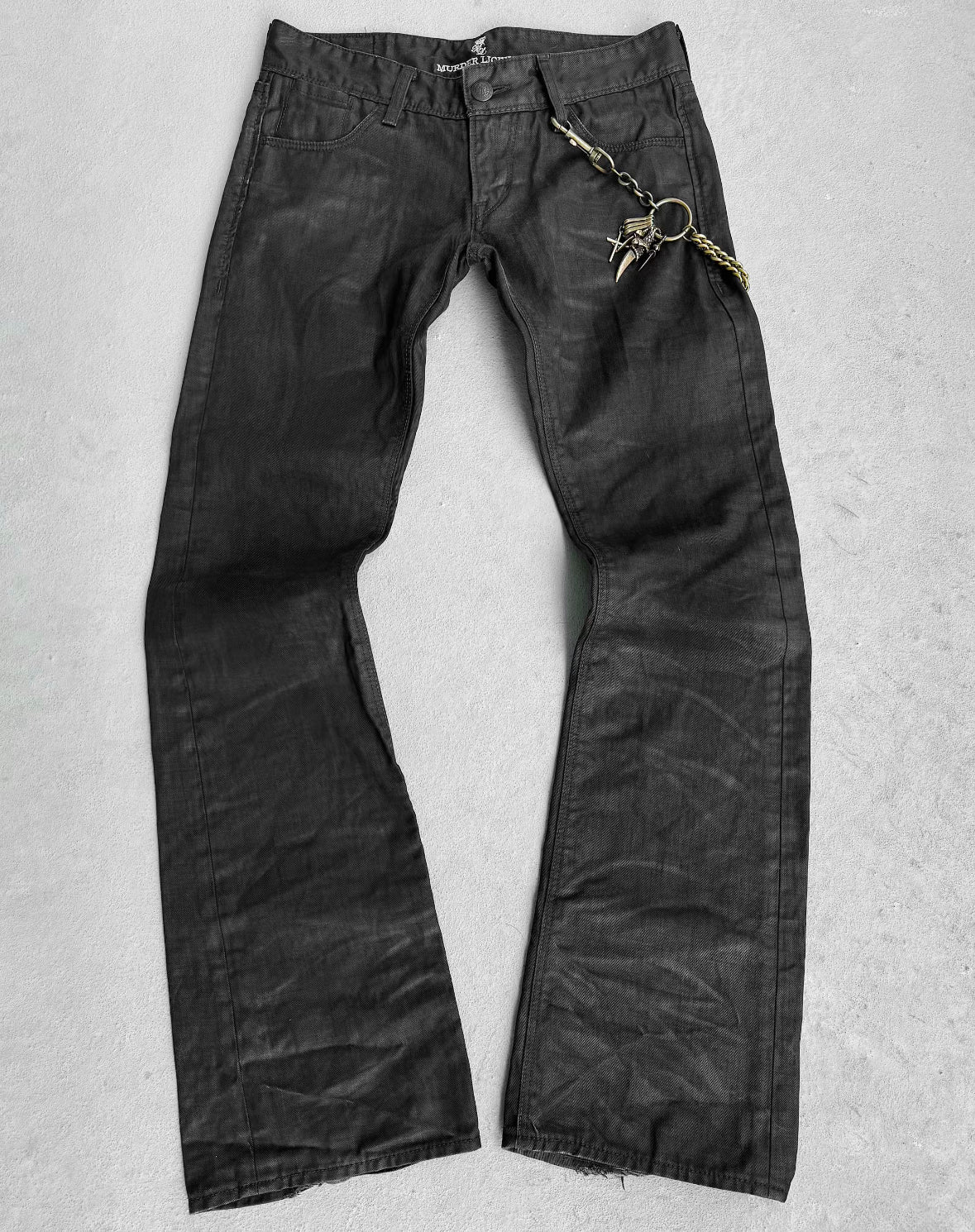 Murder License Early 00s Waxed Black Flare Denim