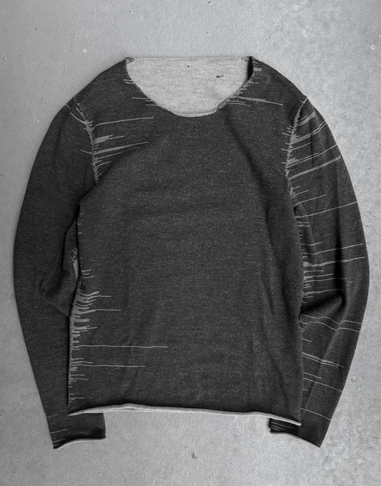 Label Under Construction Exposed Stitching Reversible Wool Knit Sweater