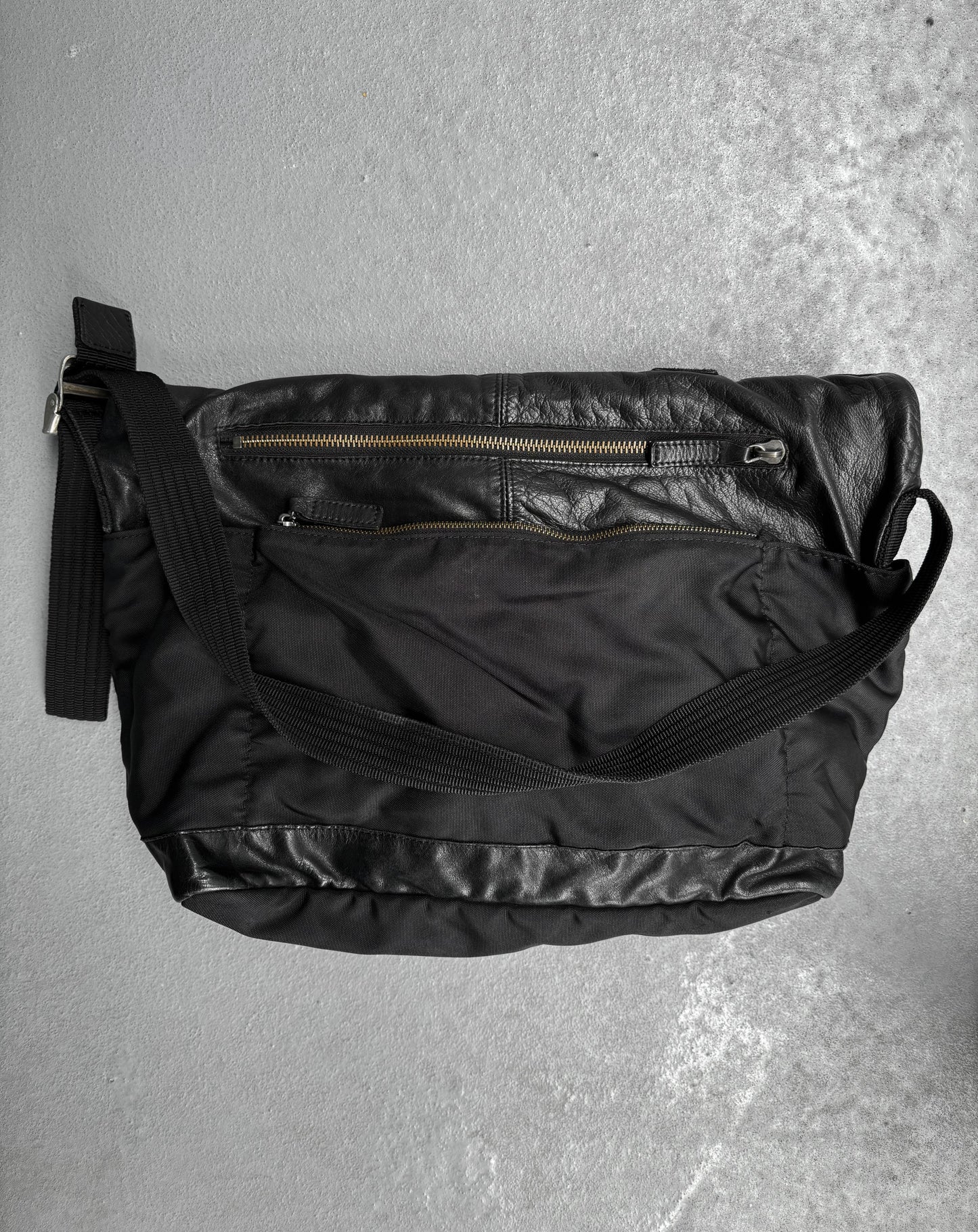 SAN Hideaki Mihara Early 00s Nylon Cow Leather Trim Side Bag