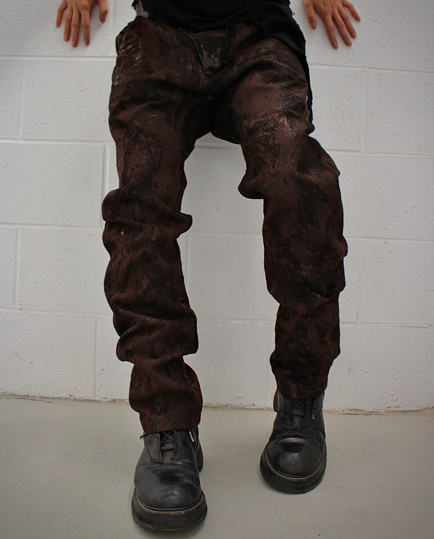Boris Bidjan Saberi AW15-16 P13-RF ‘Blood Red’ Object Dyed J-cut Vinyl Waxed Denim