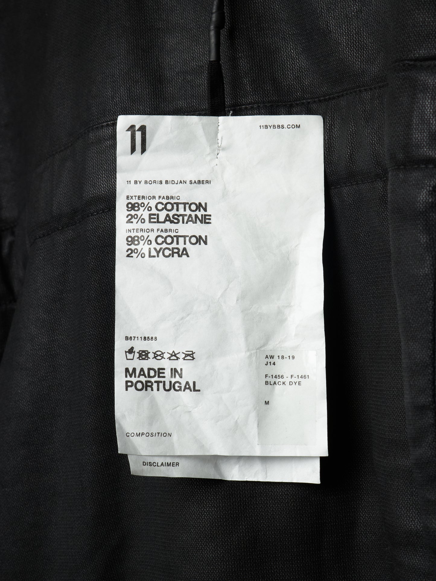 11 by Boris Bidjan Saberi AW18-19 'J14 F-1456' Lined Waxed Zipped Trucker Jacket