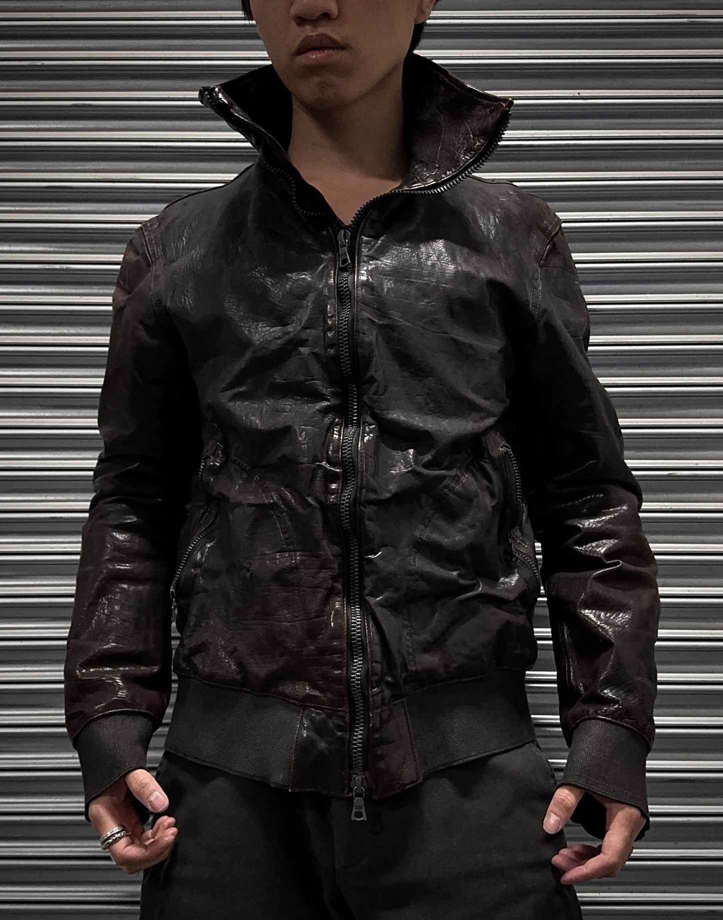 Isamu Katayama “BACKLASH” SS10 Wrinkled Cow Leather Single Rider Jacket