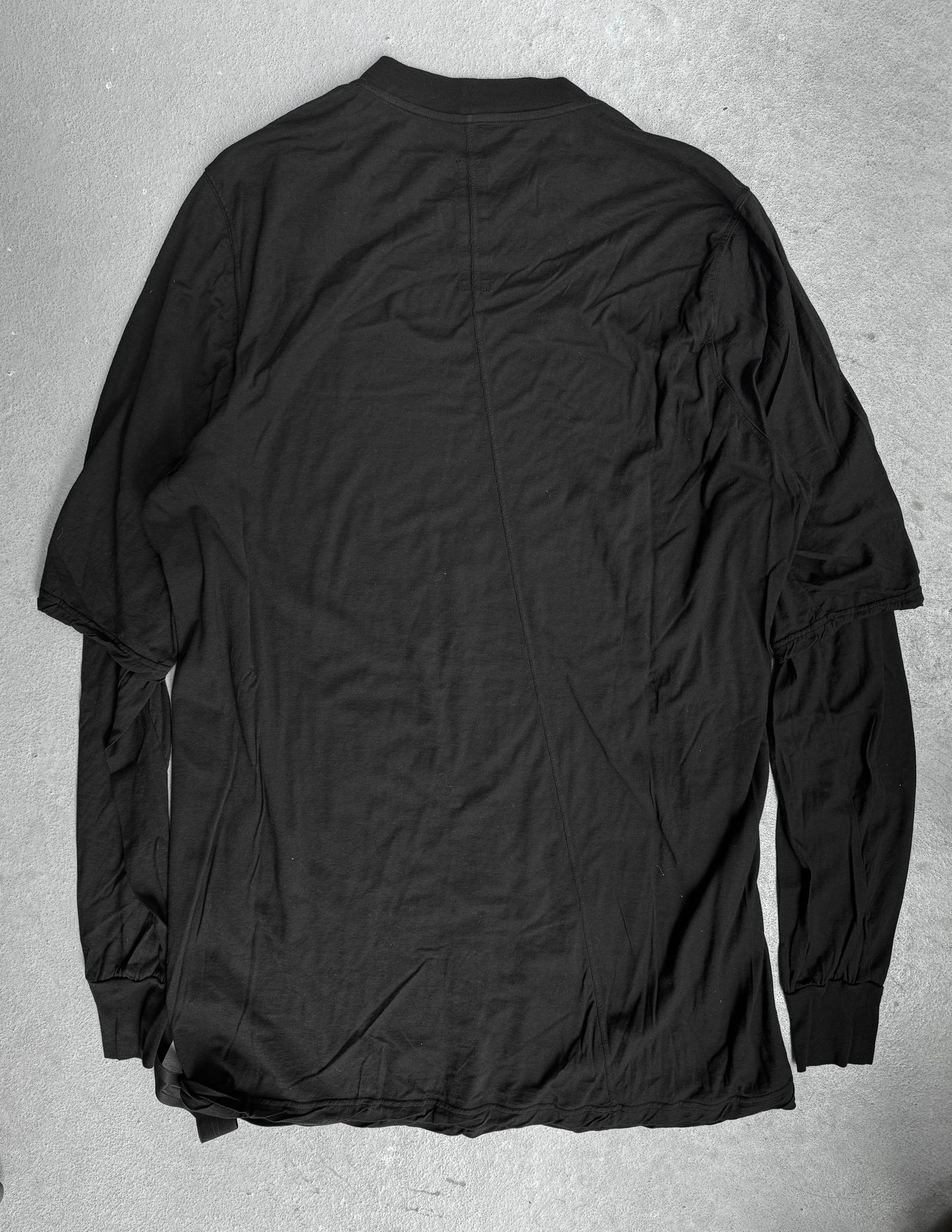 Rick Owens DRKSHDW SS24 “LIDO” Black Double-layered Hustler Long-sleeves