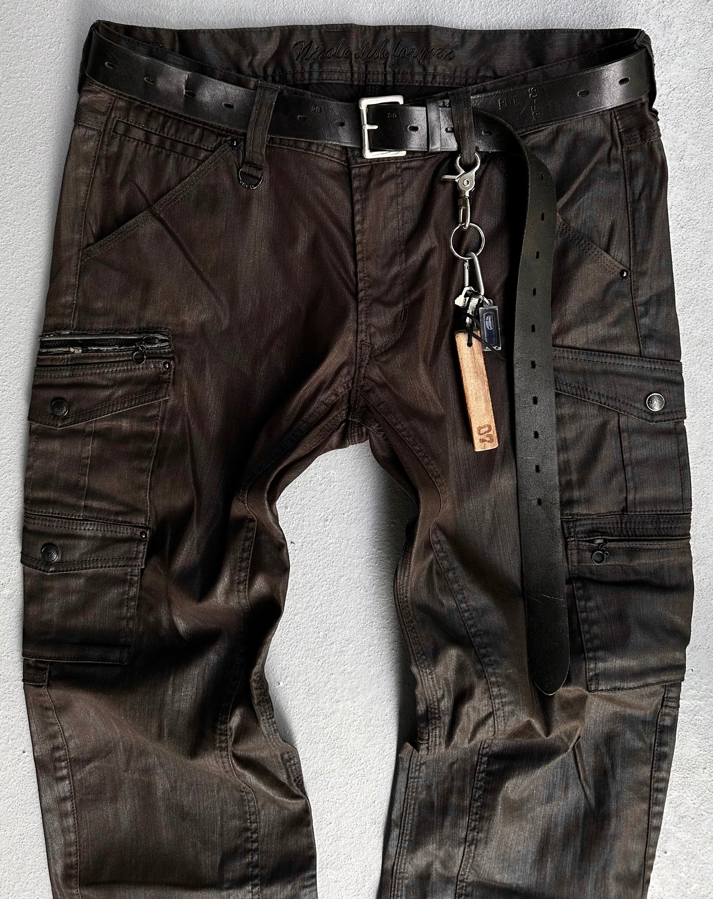 Nicole Club for Men Early 00s Waxed Bootcut Cargo Pants