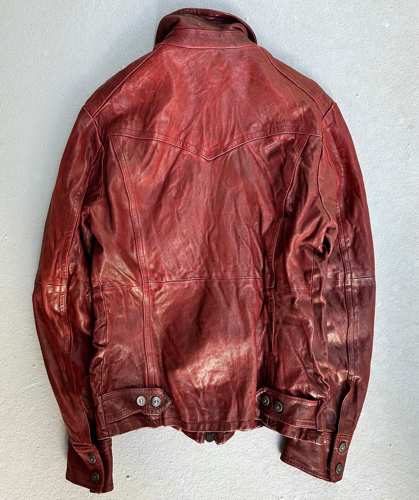 5351 Pour Les Hommes Early 00s Garment-Dyed Wrinkle Sheepskin Leather Jacket