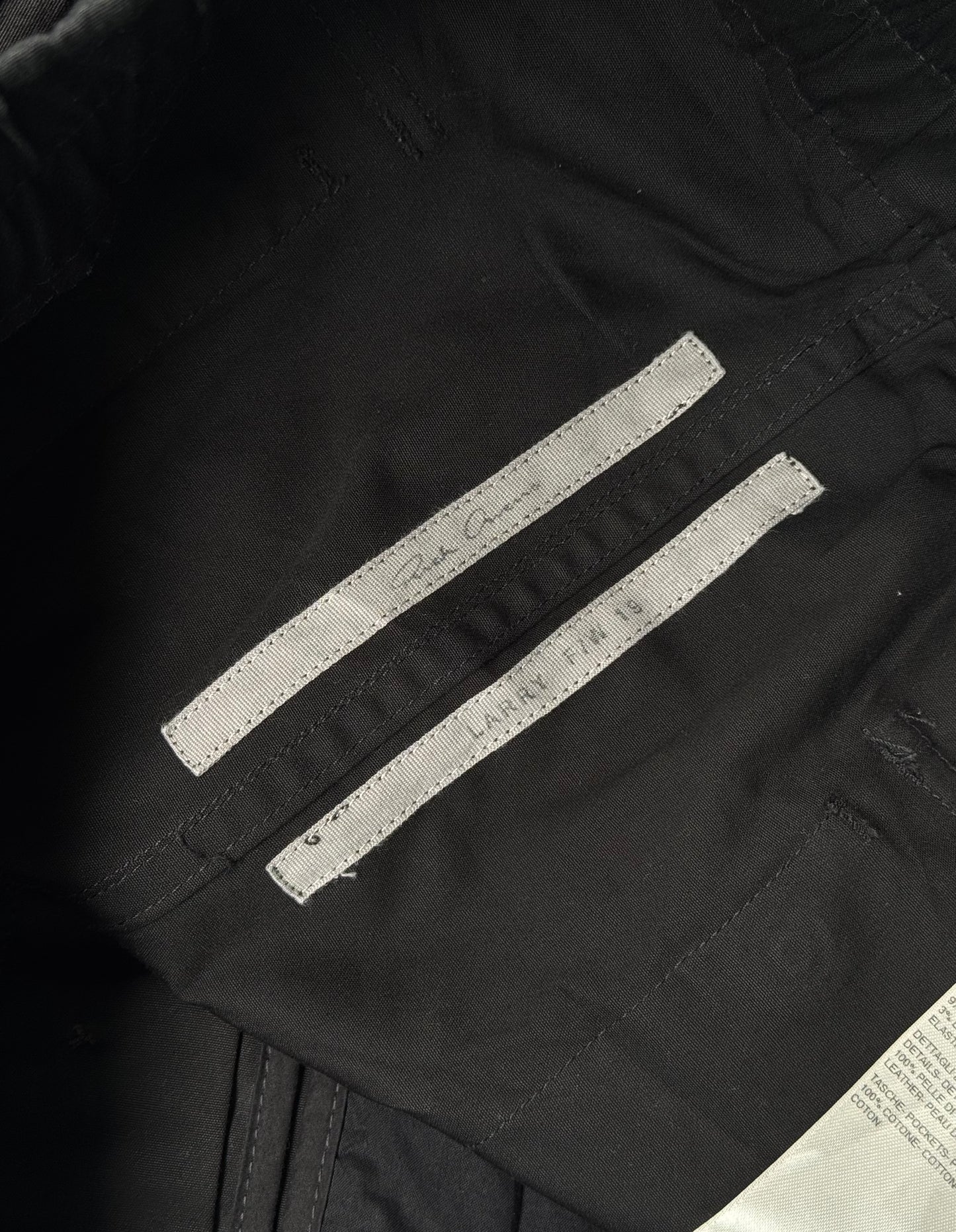 Rick Owens AW19 “LARRY” Suede Patches Waxed Cargo Pants