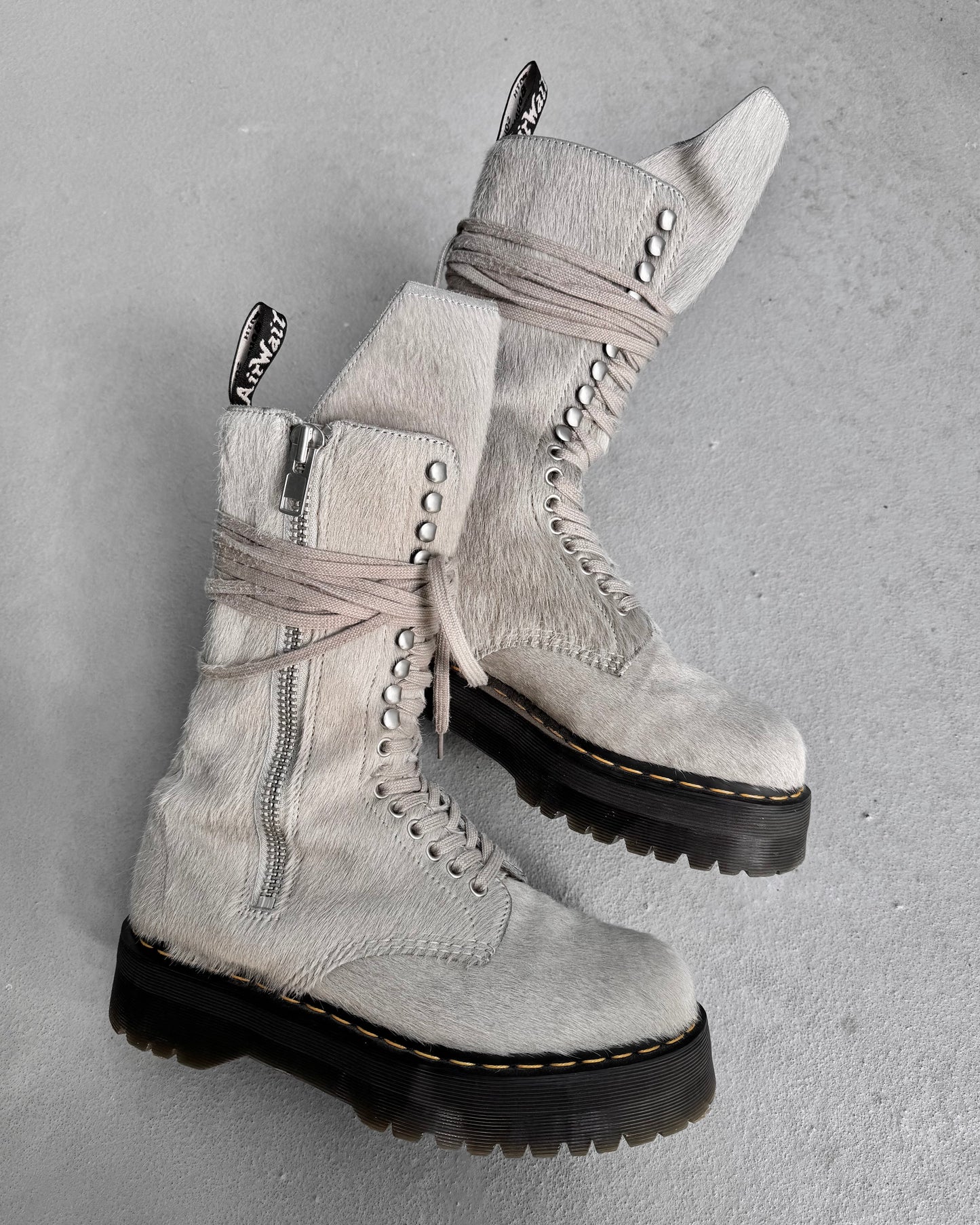 Rick Owens x Dr. Martens AW22 “STROBE” 1918 Pony Hair Lace-up Boots