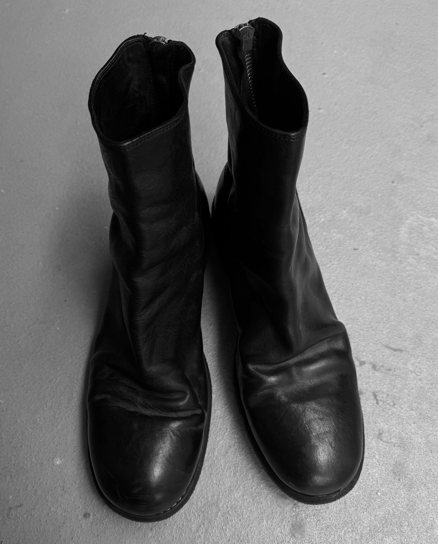 GUIDI ‘986’ Full-grain Horse Leather Back Zip Ankle Boots