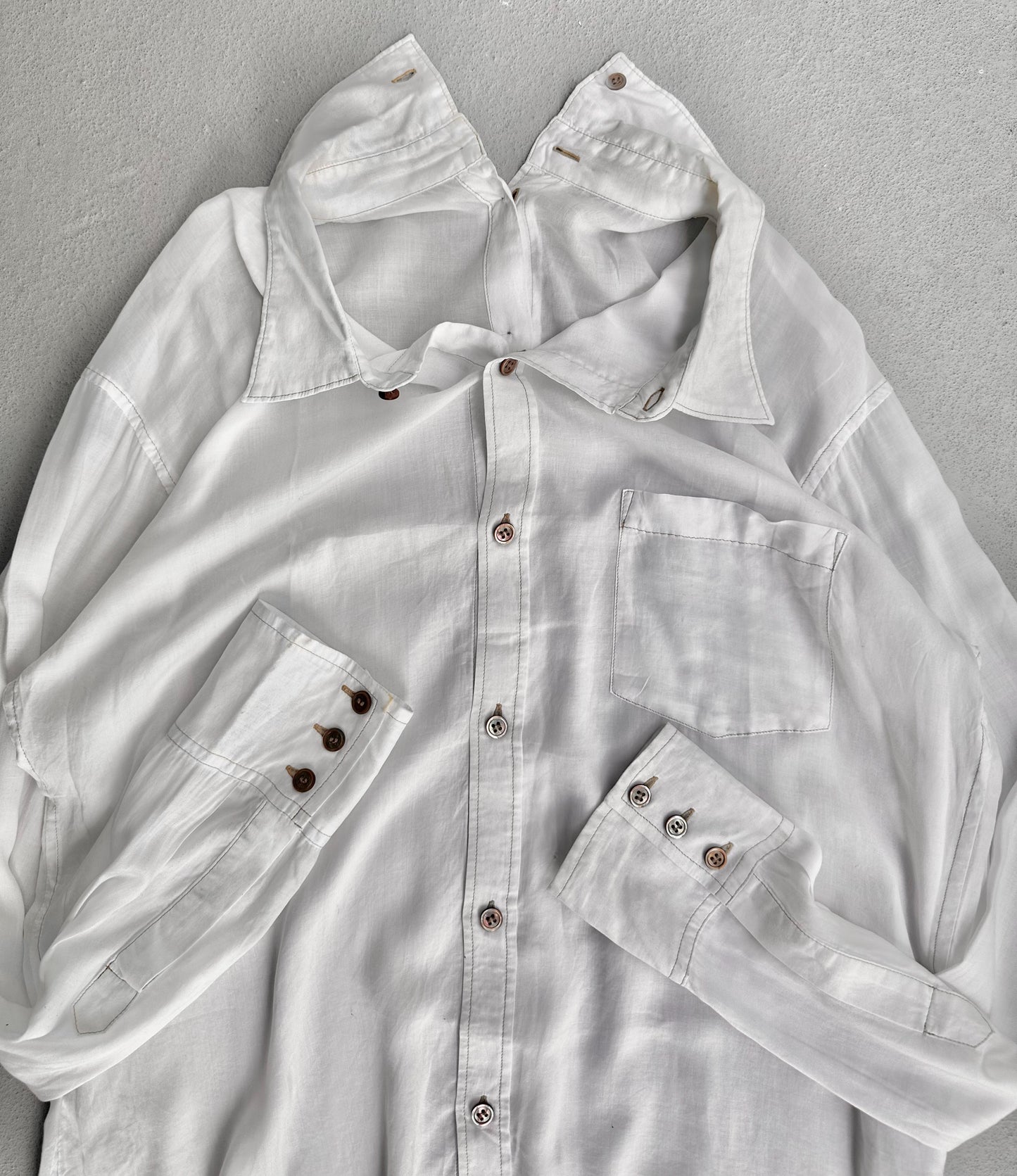 sulvam SS20 Asymmetrical Frayed Double-sided Shirt